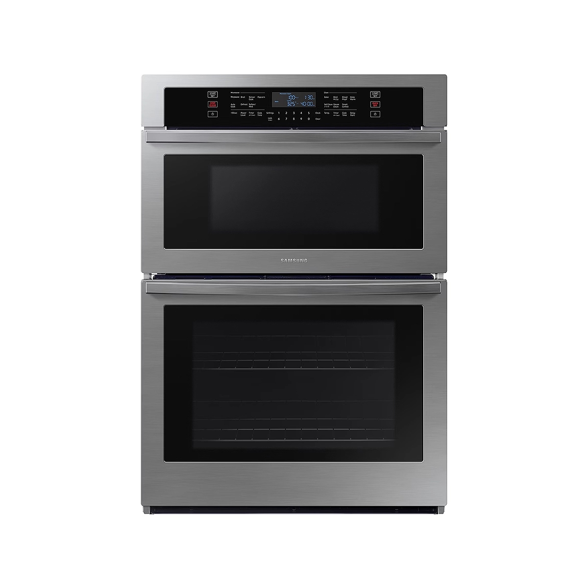 Horno Eléctrico Doble De 30 Pulgadas con Microondas Acero Inoxidable Color Gris Samsung