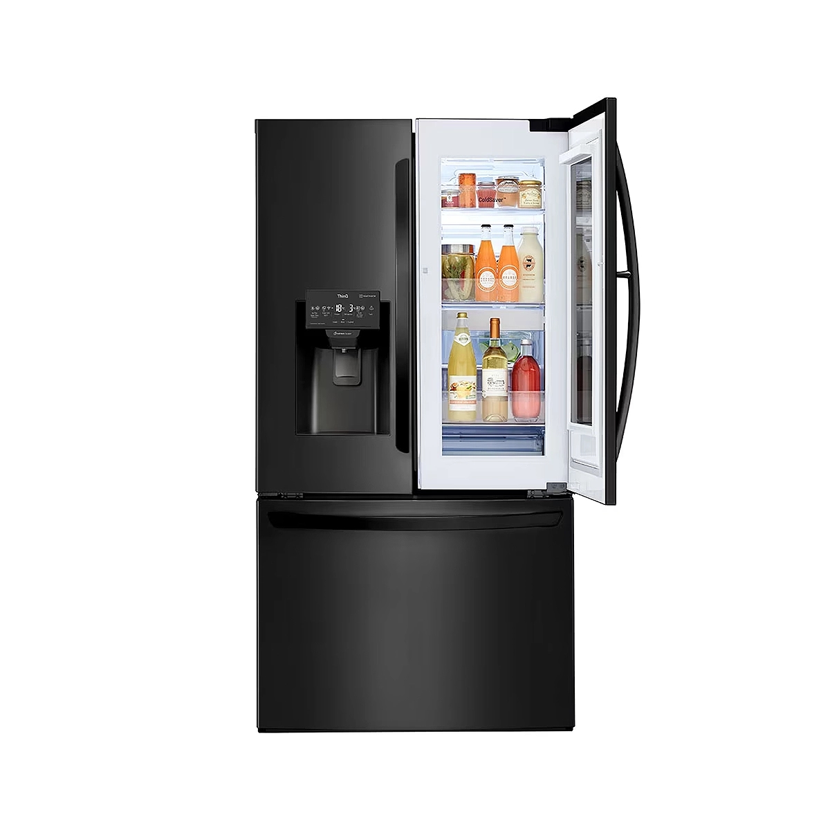 Nevera 3 Puertas Inverter InstaView Con Dispensador 30 Pies color Negro Matte LG - Miniatura 2