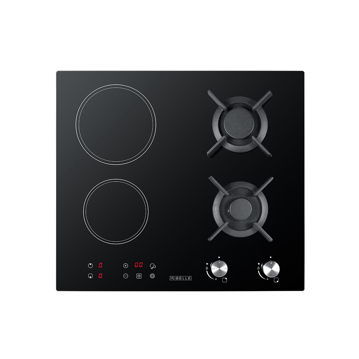 Tope De Cocina Dual Gas Y Eléctrico 4 Hornillas Vidrio Ribelle