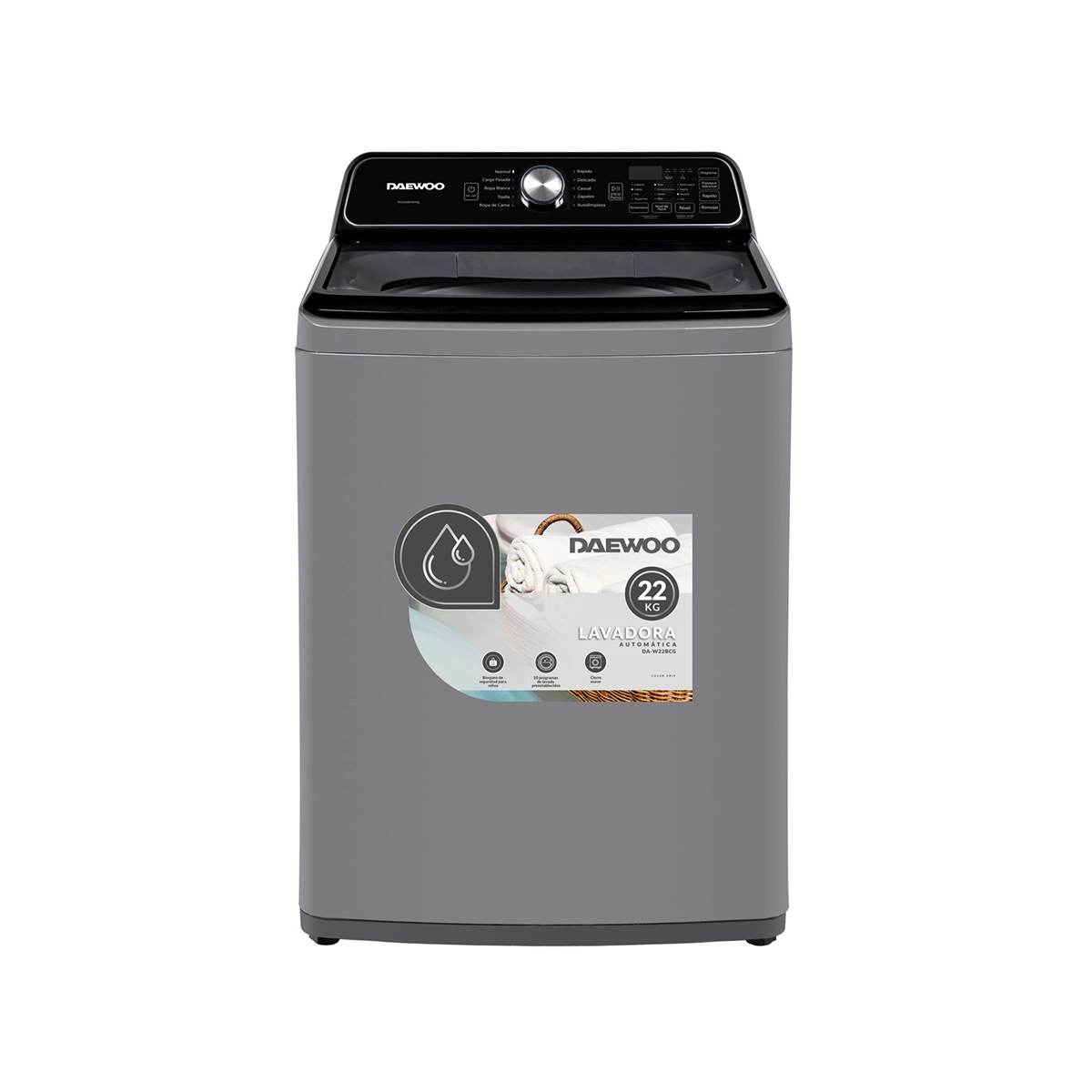 Lavadora Automática De 22kg Color Gris Daewoo