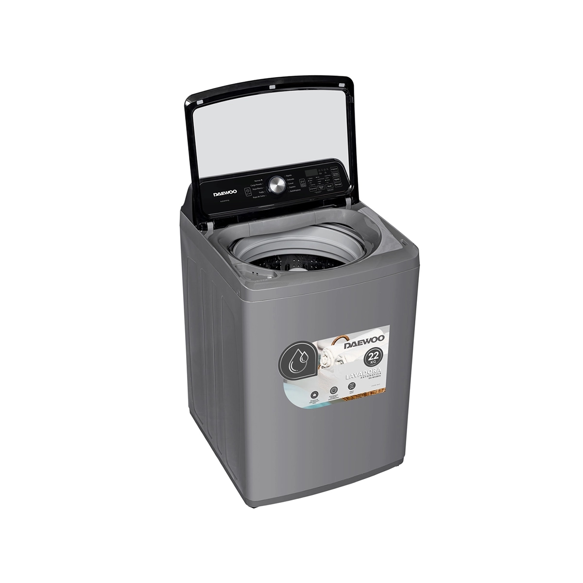 Lavadora Automática De 22kg Color Gris Daewoo - Miniatura 2