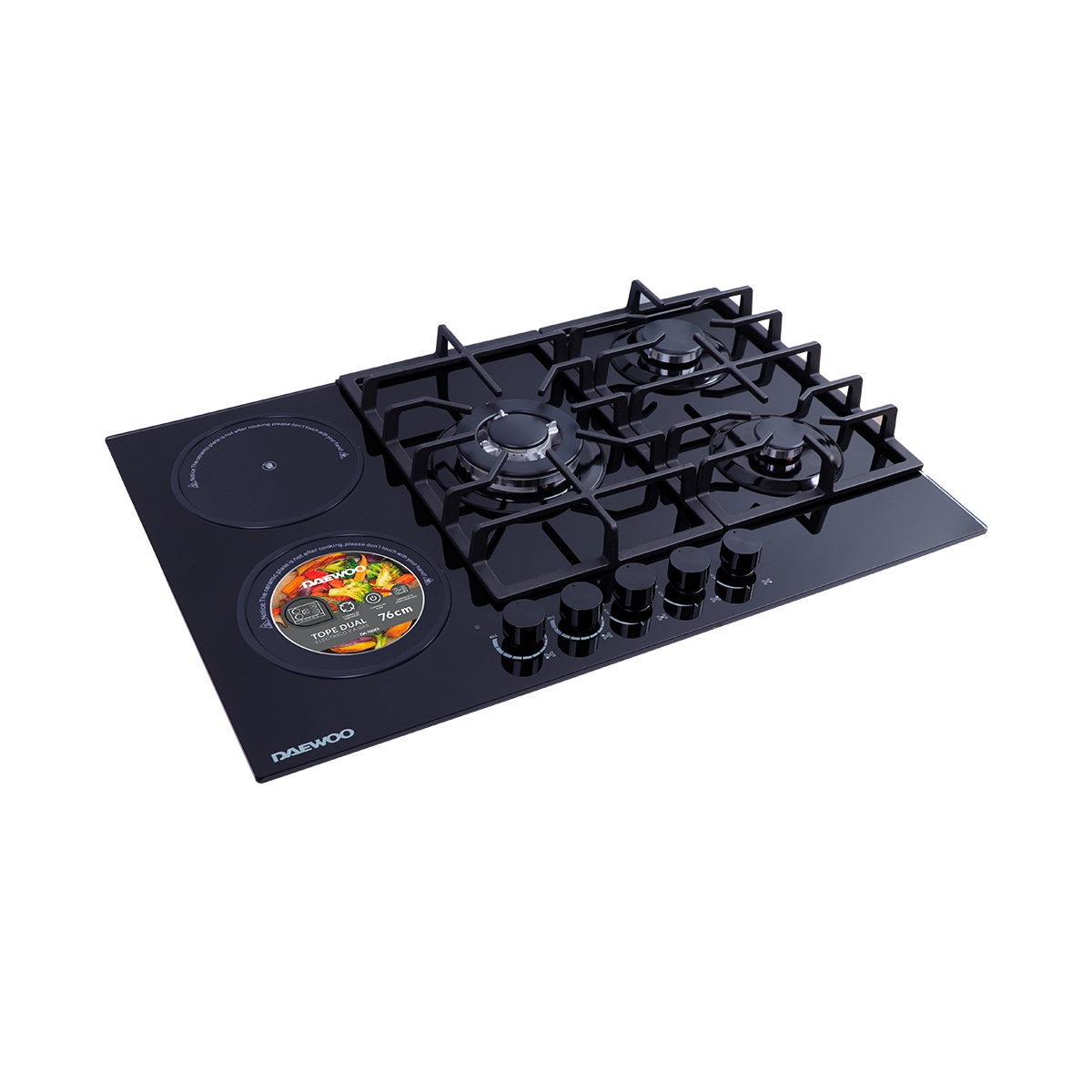 Tope Dual Eléctrico y Gas 76cm 5 Hornillas Daewoo - Miniatura 3
