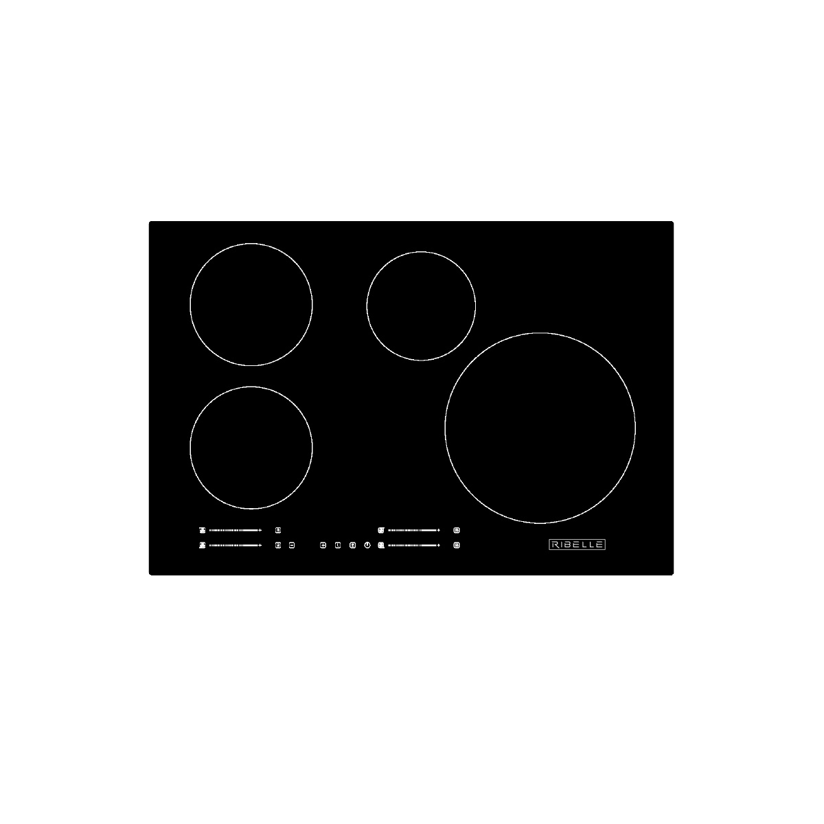 Tope De Cocina Eléctrico De Inducción 76 cm Con 4 Hornillas Ribelle
