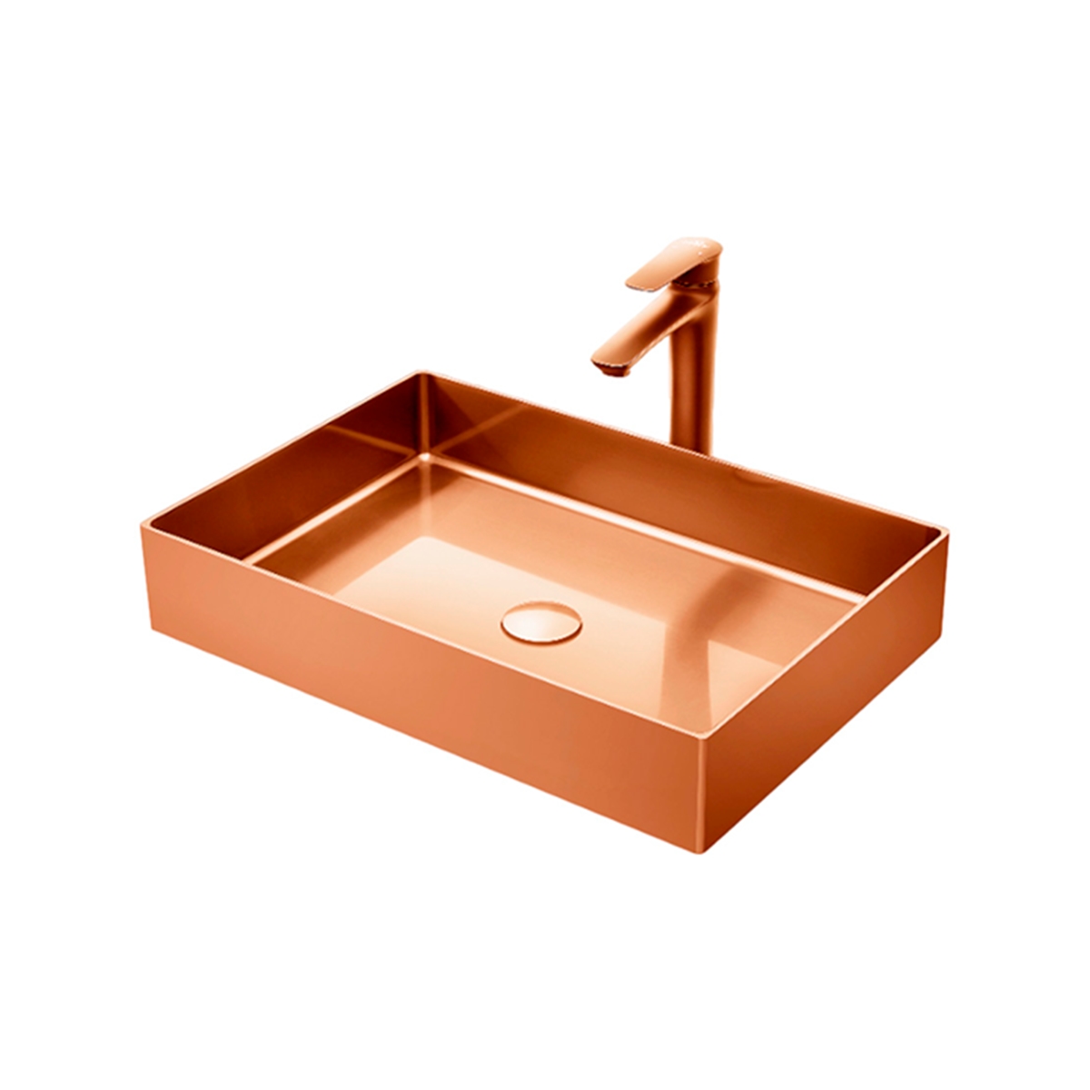 Lavamanos Rectangular Sobre Tope Color Dorado Ribelle - Miniatura 2
