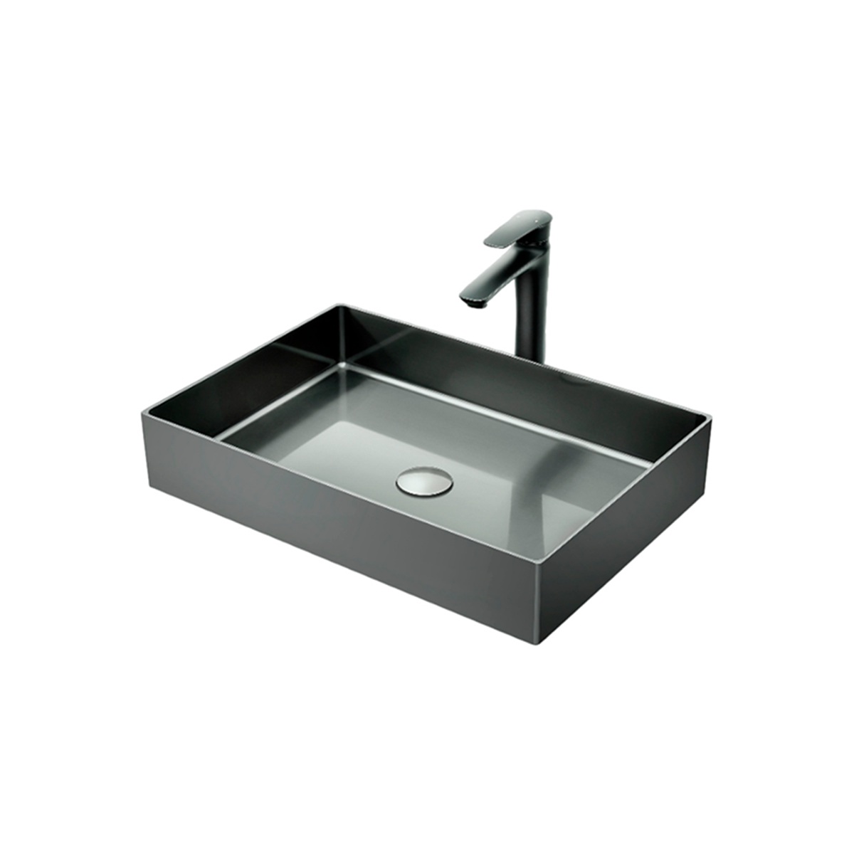 Lavamanos Rectangular Sobre Tope Color Negro Ribelle - Miniatura 2