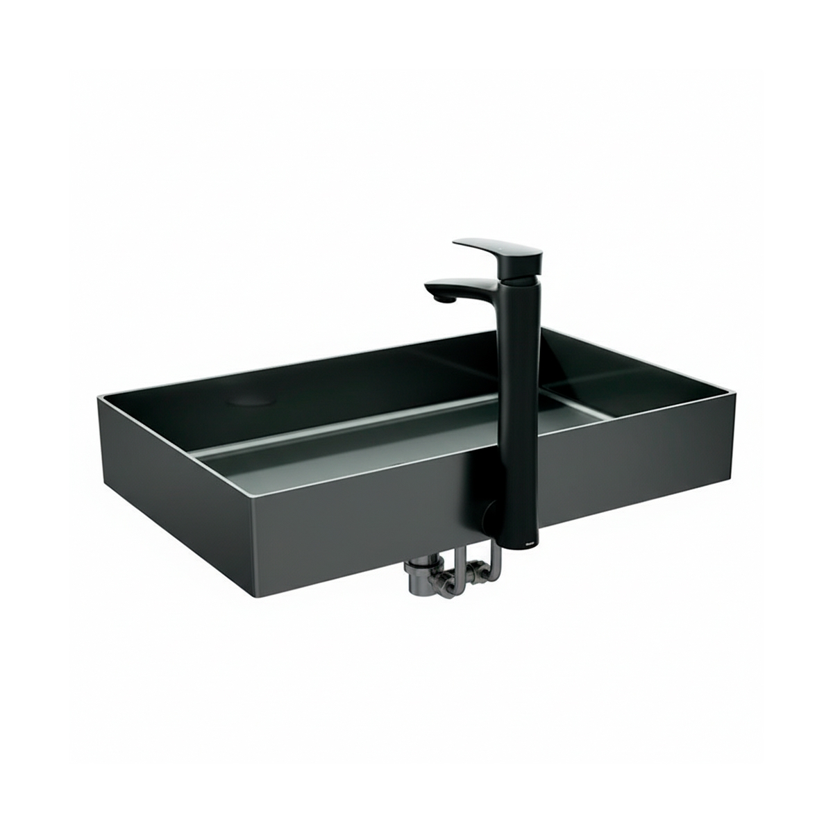 Lavamanos Rectangular Sobre Tope Color Negro Ribelle - Miniatura 3