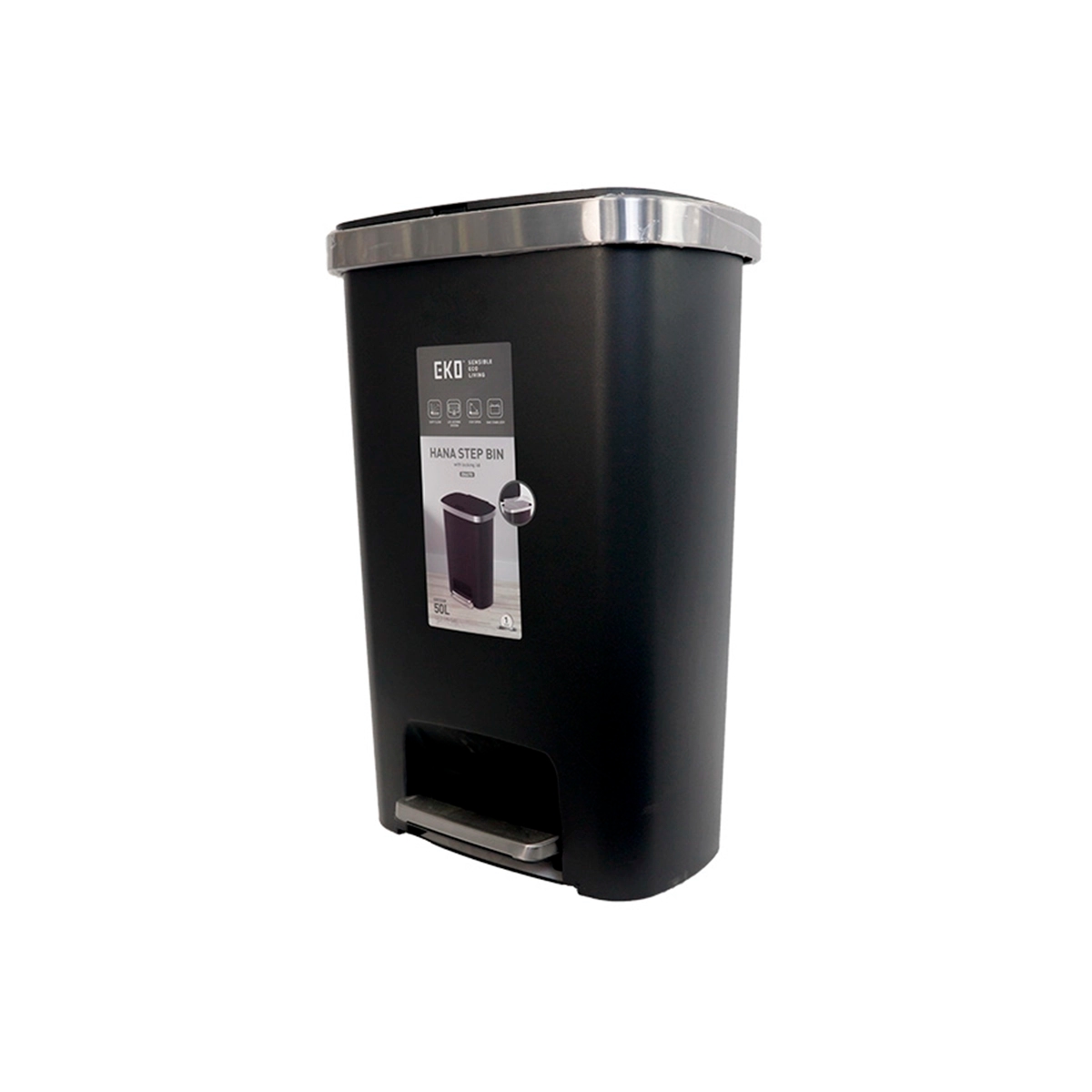 Papelera Premium 50 Litros Color Negro Eko
