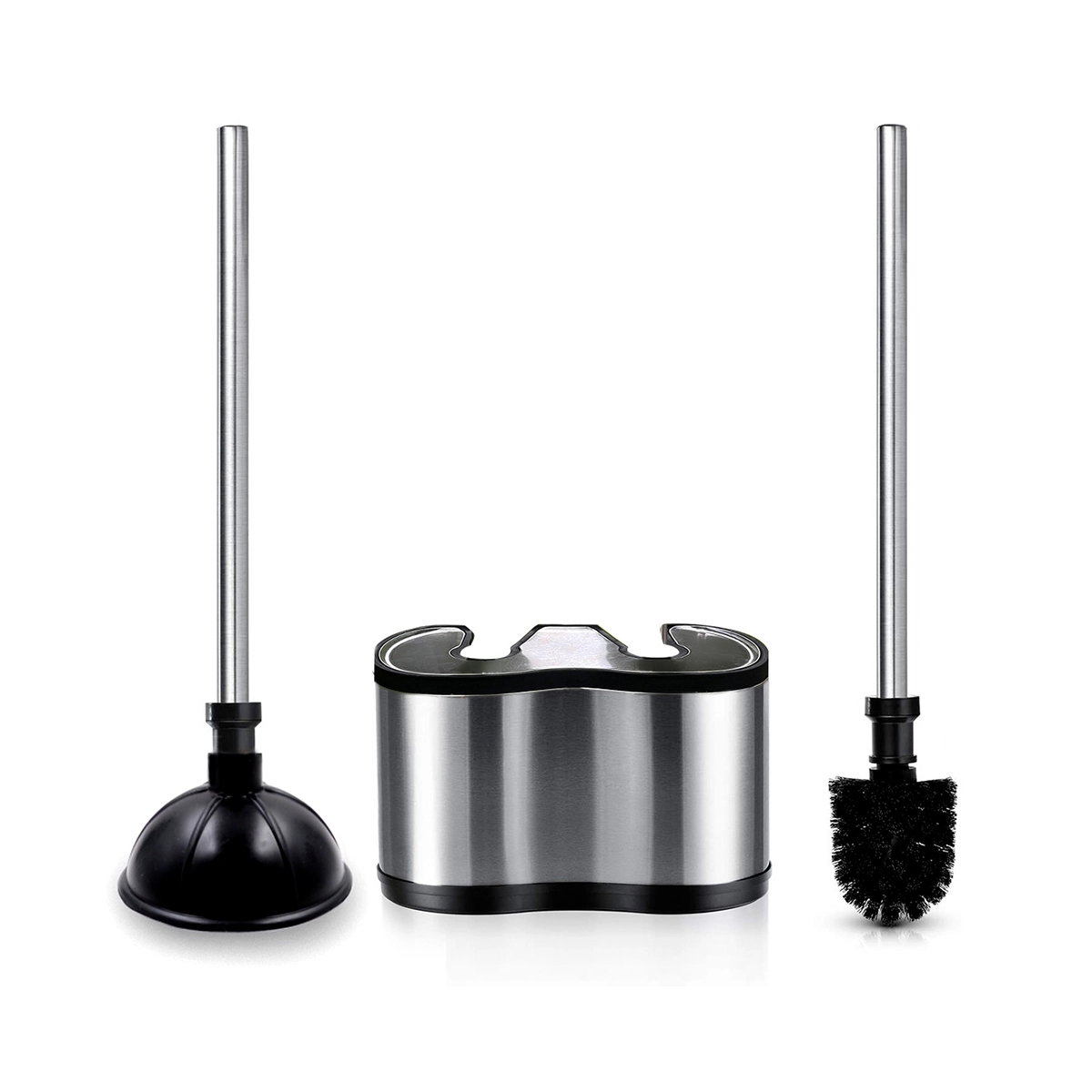 Set De Limpieza Para Baño Con Depósito Acero Inoxidable Basic Home