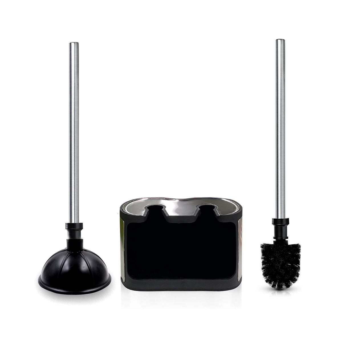 Set De Limpieza Para Baño Con Depósito Acero Inoxidable Basic Home - Miniatura 2