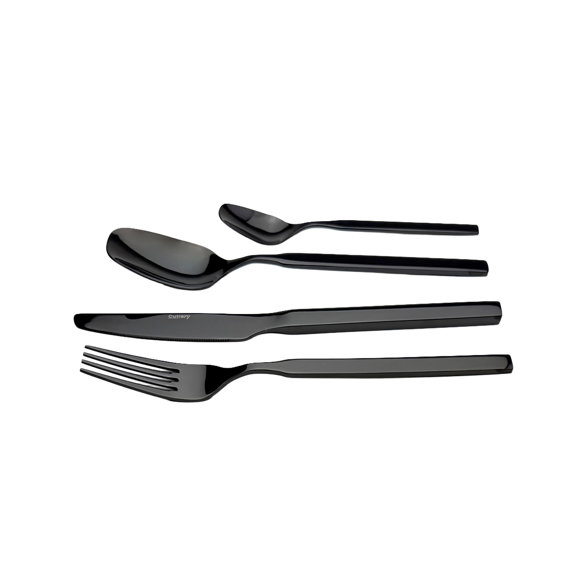 Juego De Cubiertos De 16 Piezas Mango Liso Color Negro Cutlery - Miniatura 2