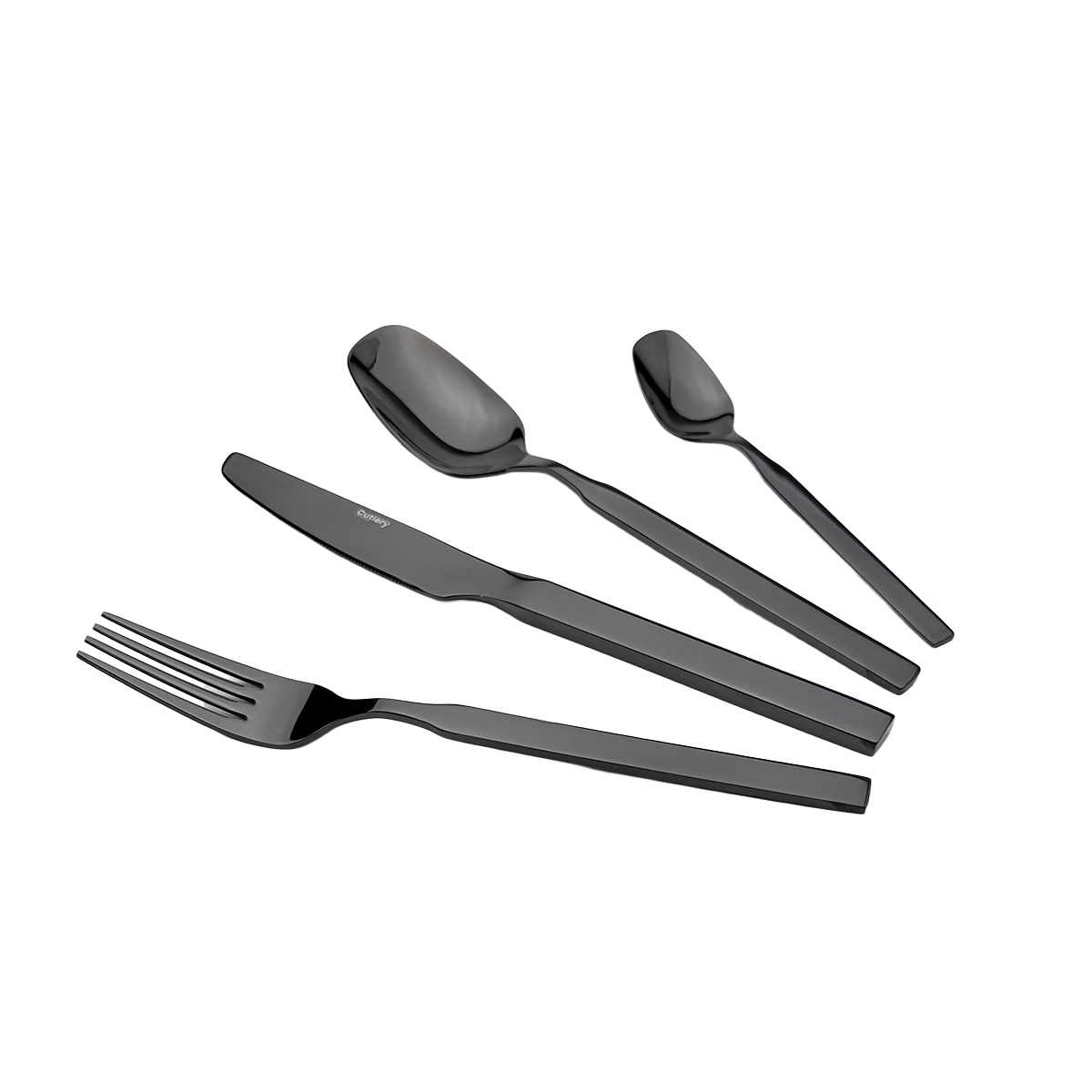 Juego De Cubiertos De 16 Piezas Mango Liso Color Negro Cutlery - Miniatura 3
