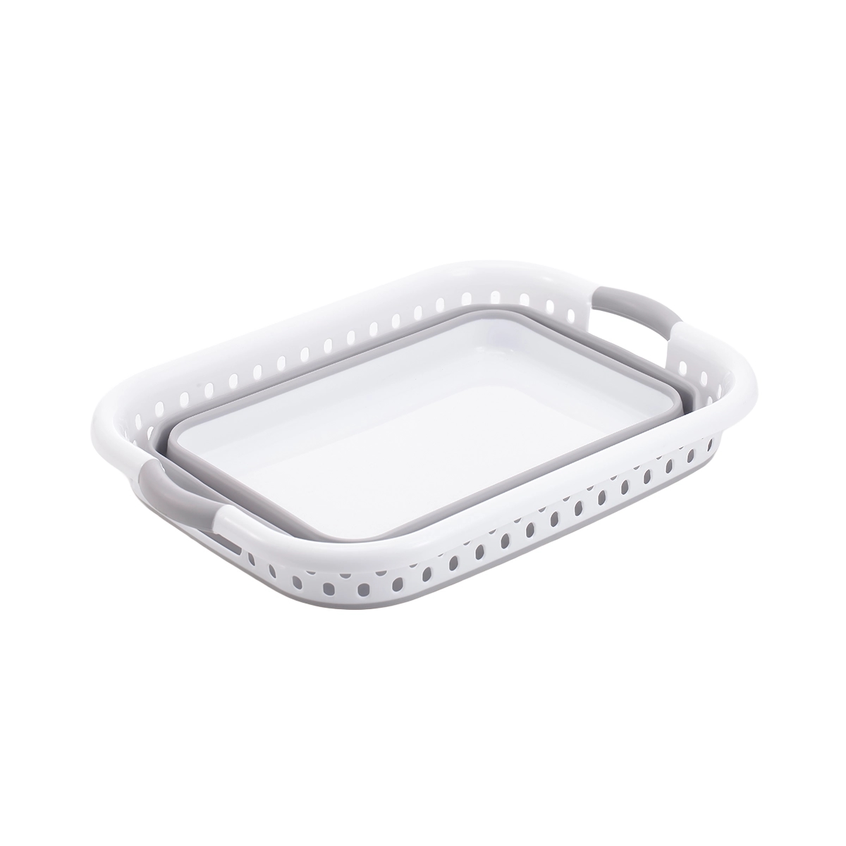 Cesta Plegable Multiuso Color Gris y Blanco Basic Home