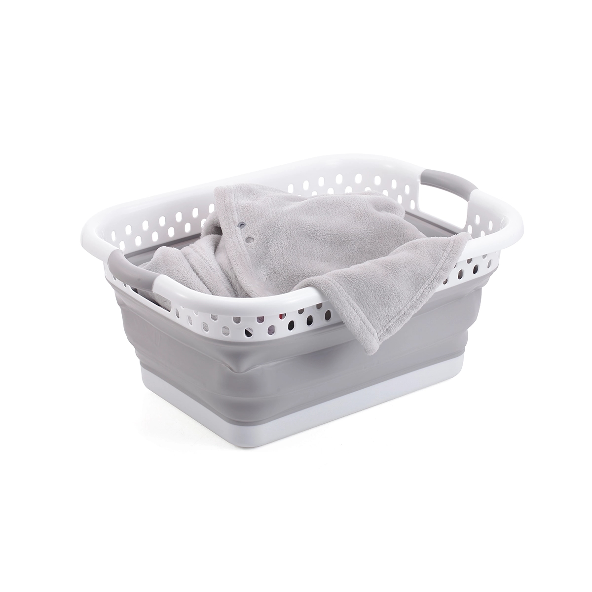 Cesta Plegable Multiuso Color Gris y Blanco Basic Home - Miniatura 2