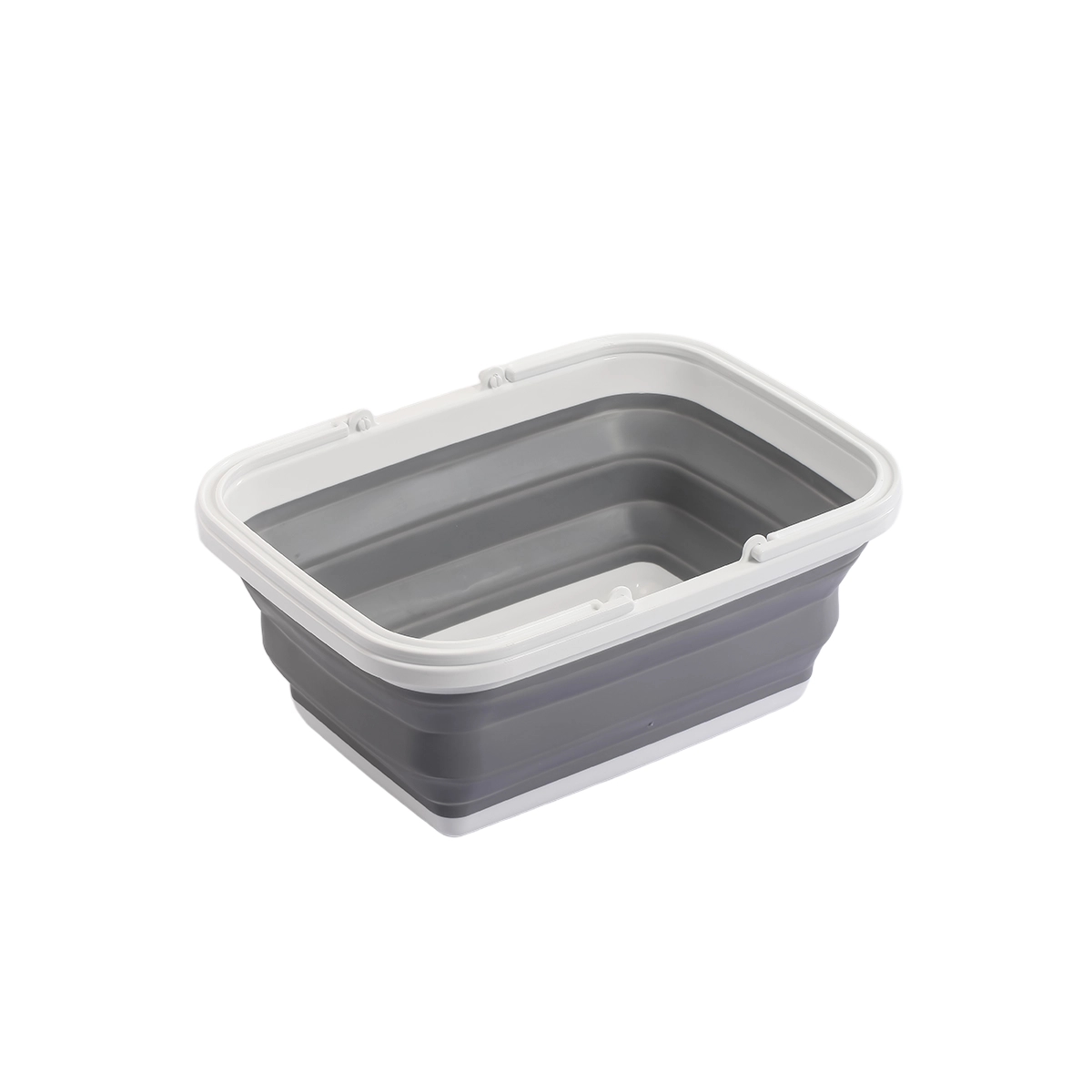 Canasta Plegable Multiuso Color Gris y Blanco Basic Home