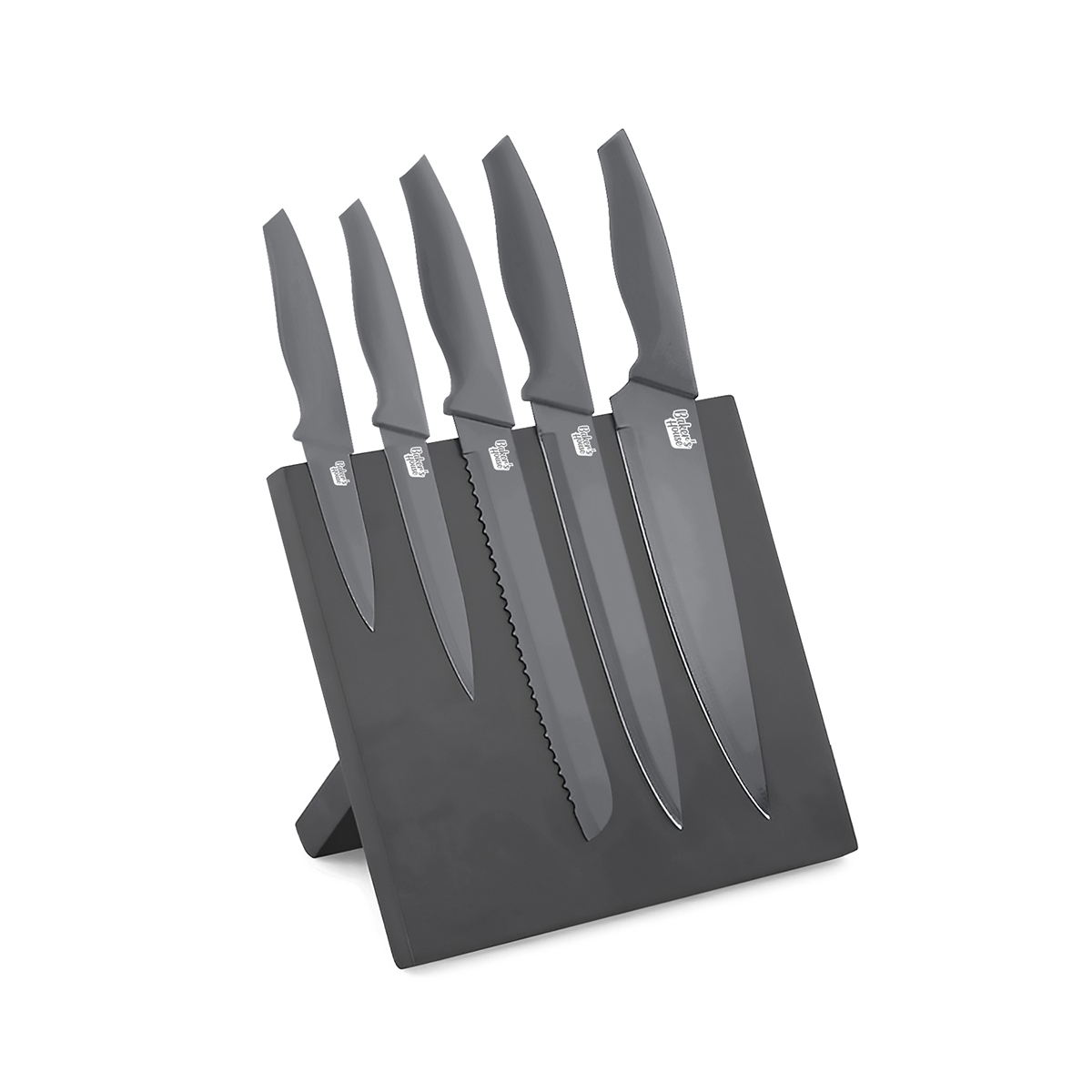 Set de Cuchillos de 6 Piezas Color Gris con Base Magnética Baker House