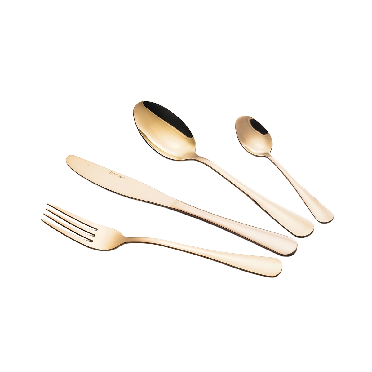 Juego De Cubiertos 16 Piezas Mirror Acero Inoxidable Rose Gold Bremen - Miniatura 2