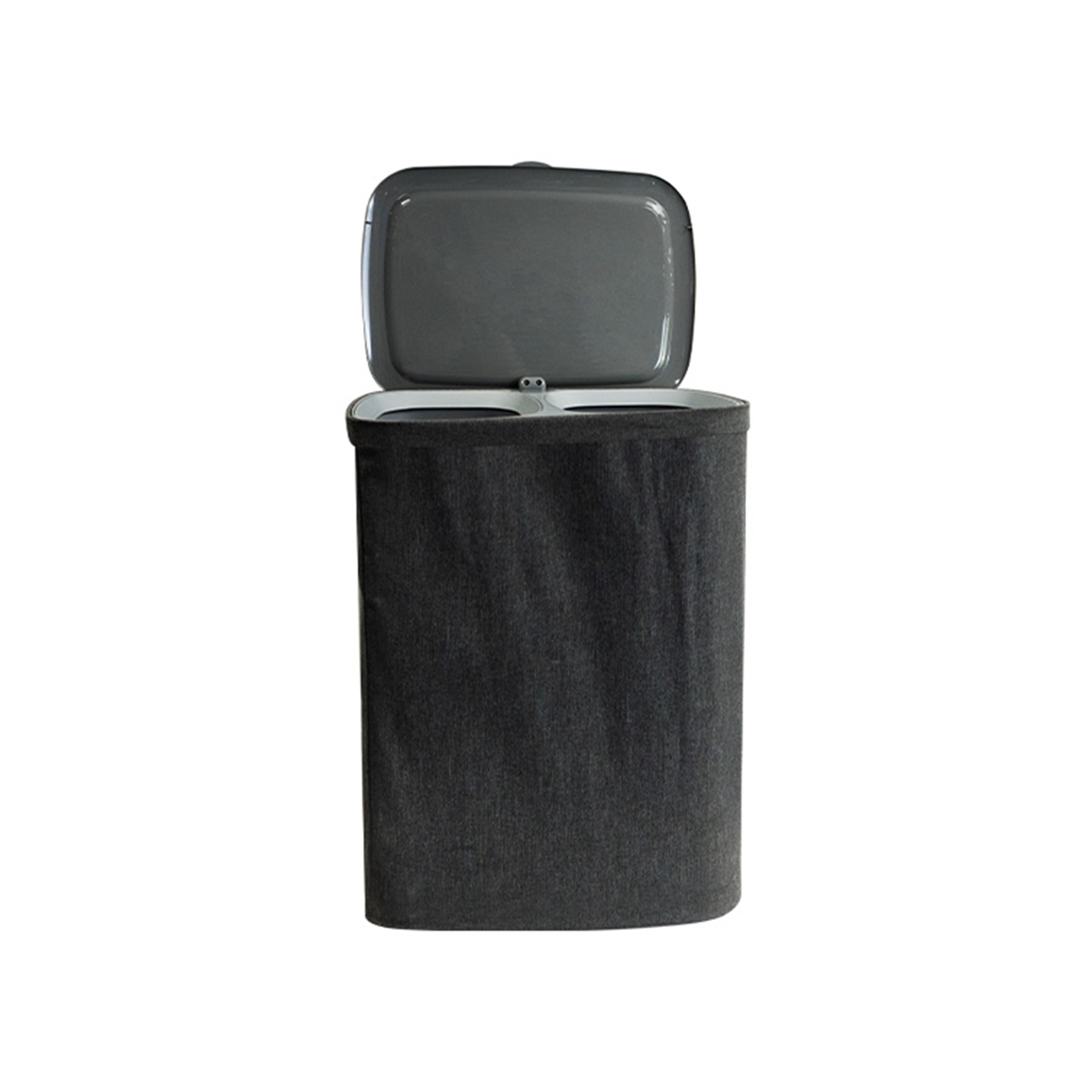 Cesta Doble Compartimiento 50 Litros Color Gris Basic Home