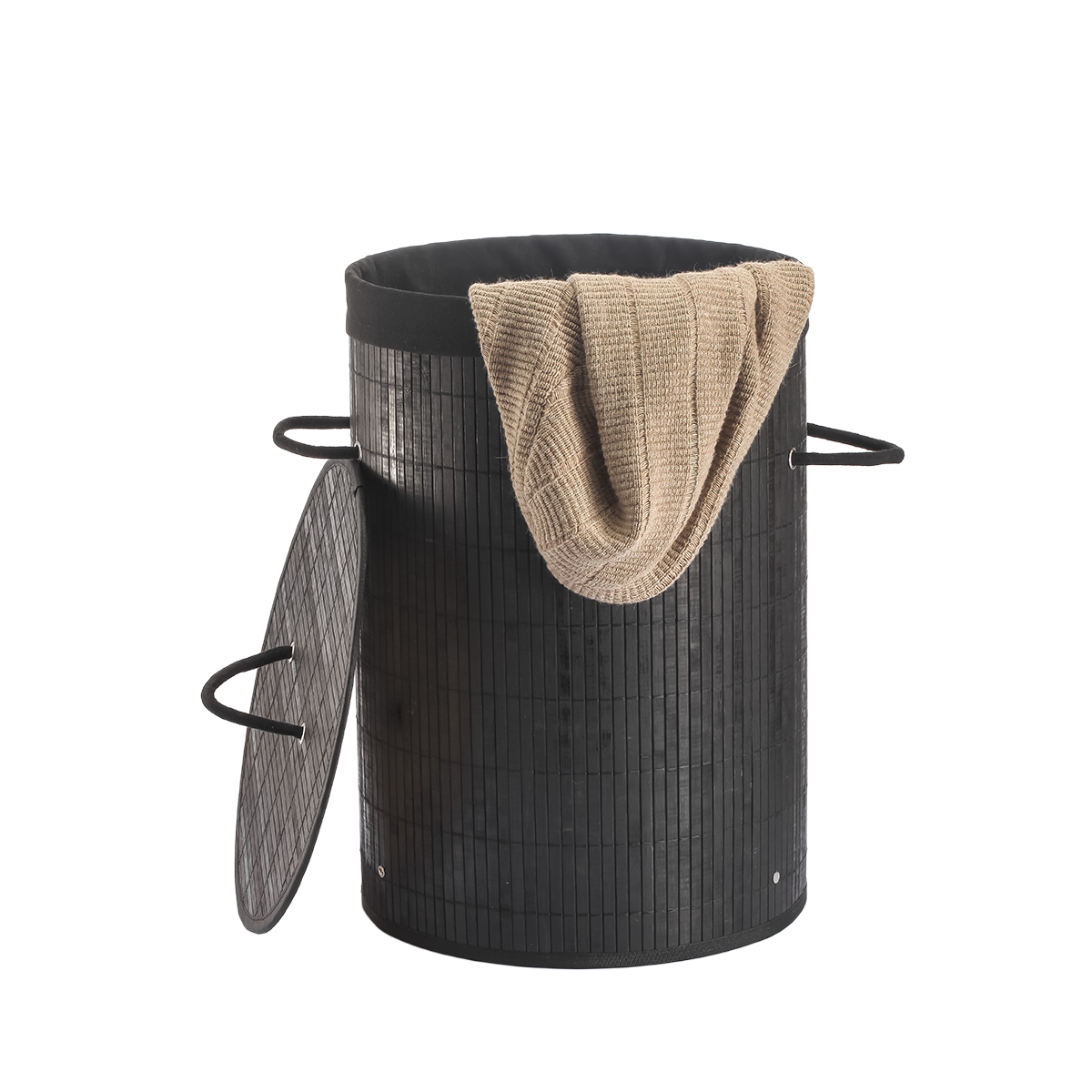 Cesta De Bambu 48 Litros Color Negro Basic Home - Miniatura 2