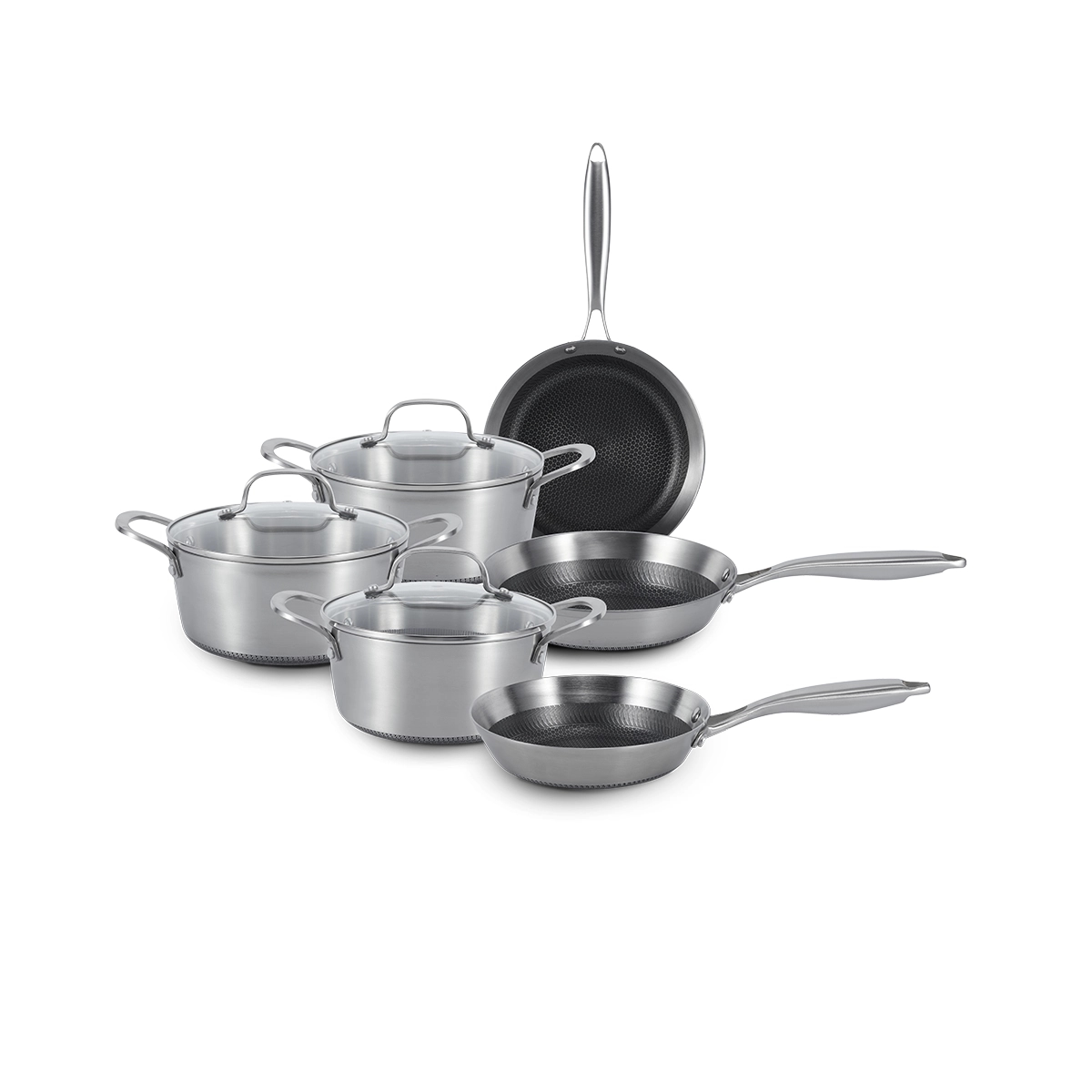 Juego de Ollas de Acero Inoxidable 9 Piezas con Silver de Hamilton Beach