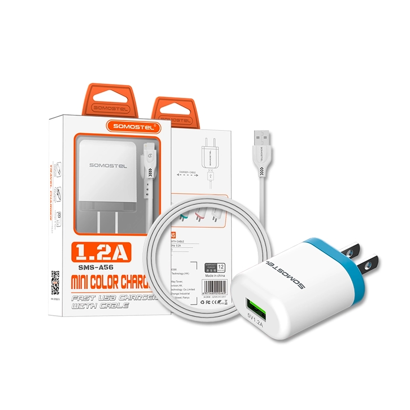 Cargador 2 en 1 Con Cable USB Tipo Lightning Color Azul Somostel - Miniatura 3