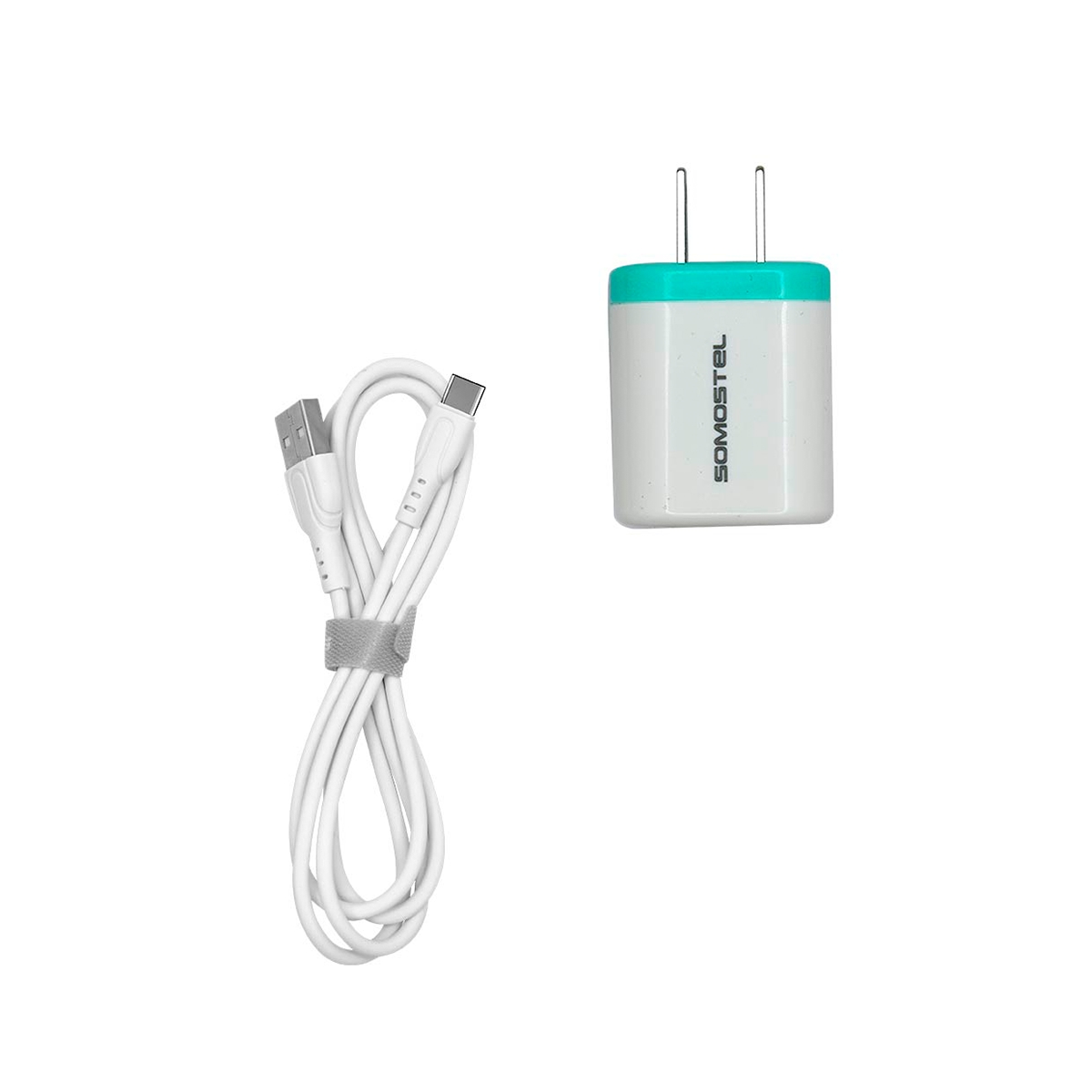 Cargador 2 en 1 Con Cable USB Tipo C Color Verde Somostel