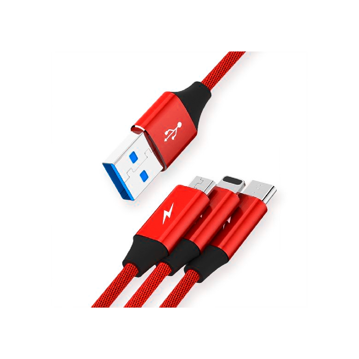 Cable USB Carga Rápida 3 en 1 Rojo Somostel