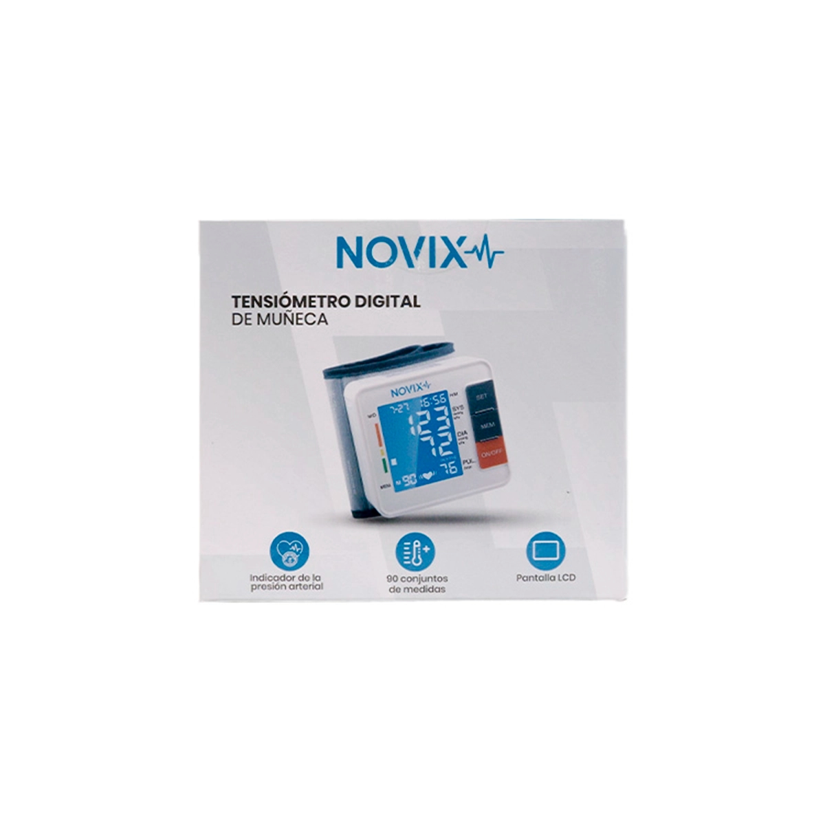 Tensiómetro Digital de Muñeca con Pantalla LCD Color Blanco Novix - Miniatura 2