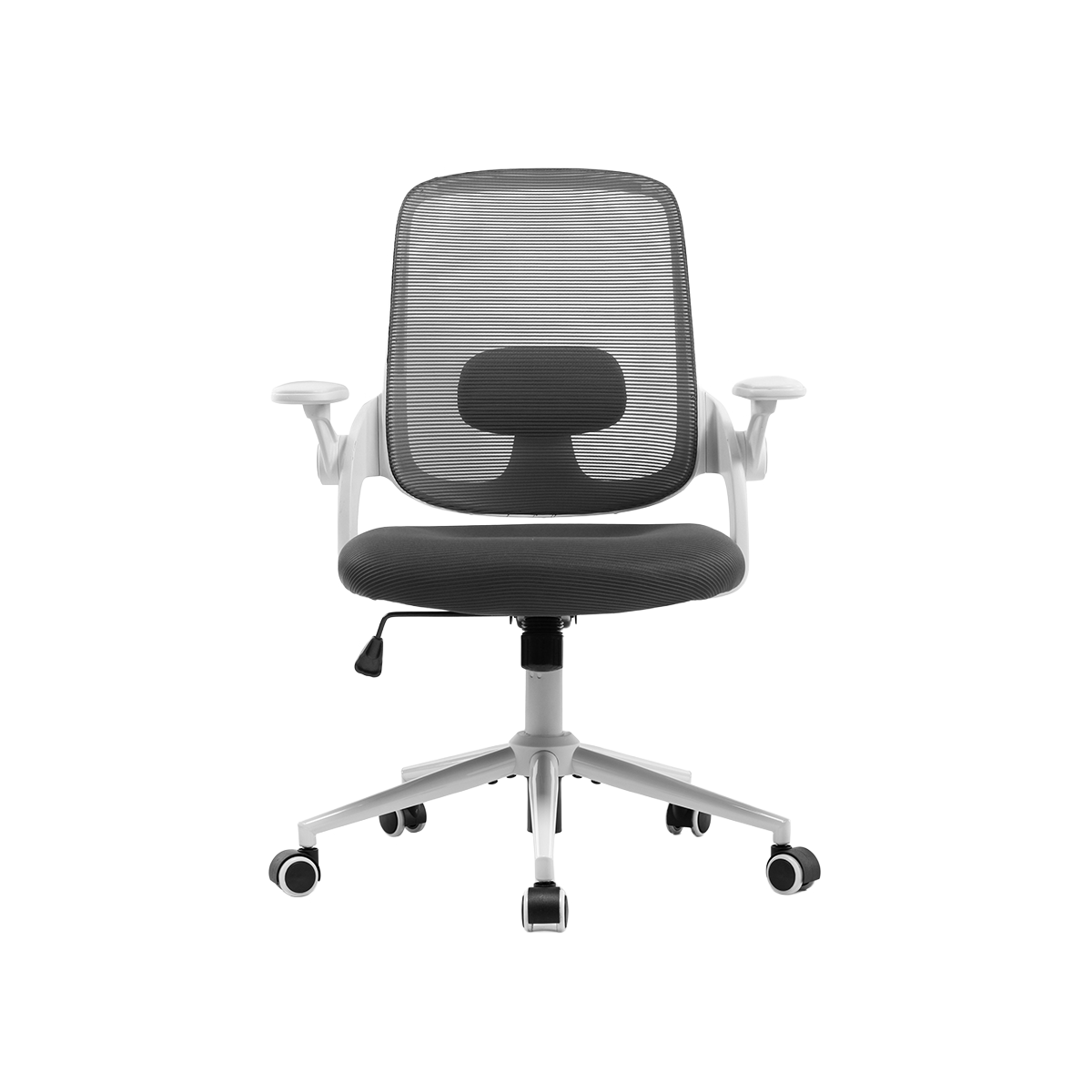 Silla de Oficina Ergonómica de Malla color Gris con Base de Metal Blanco Green Office