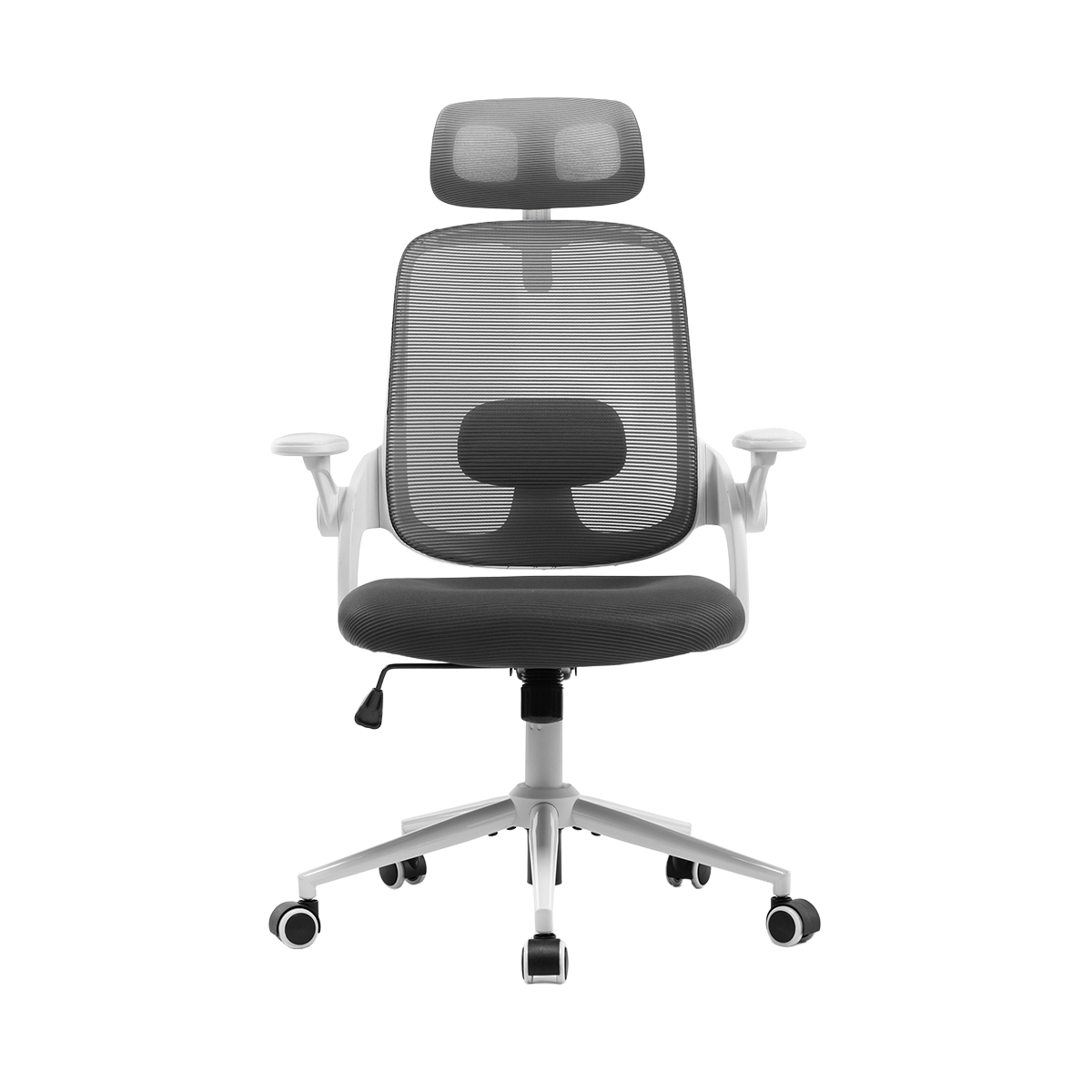 Silla de Oficina de Malla color Gris con Base de Metal Blanco Green Office