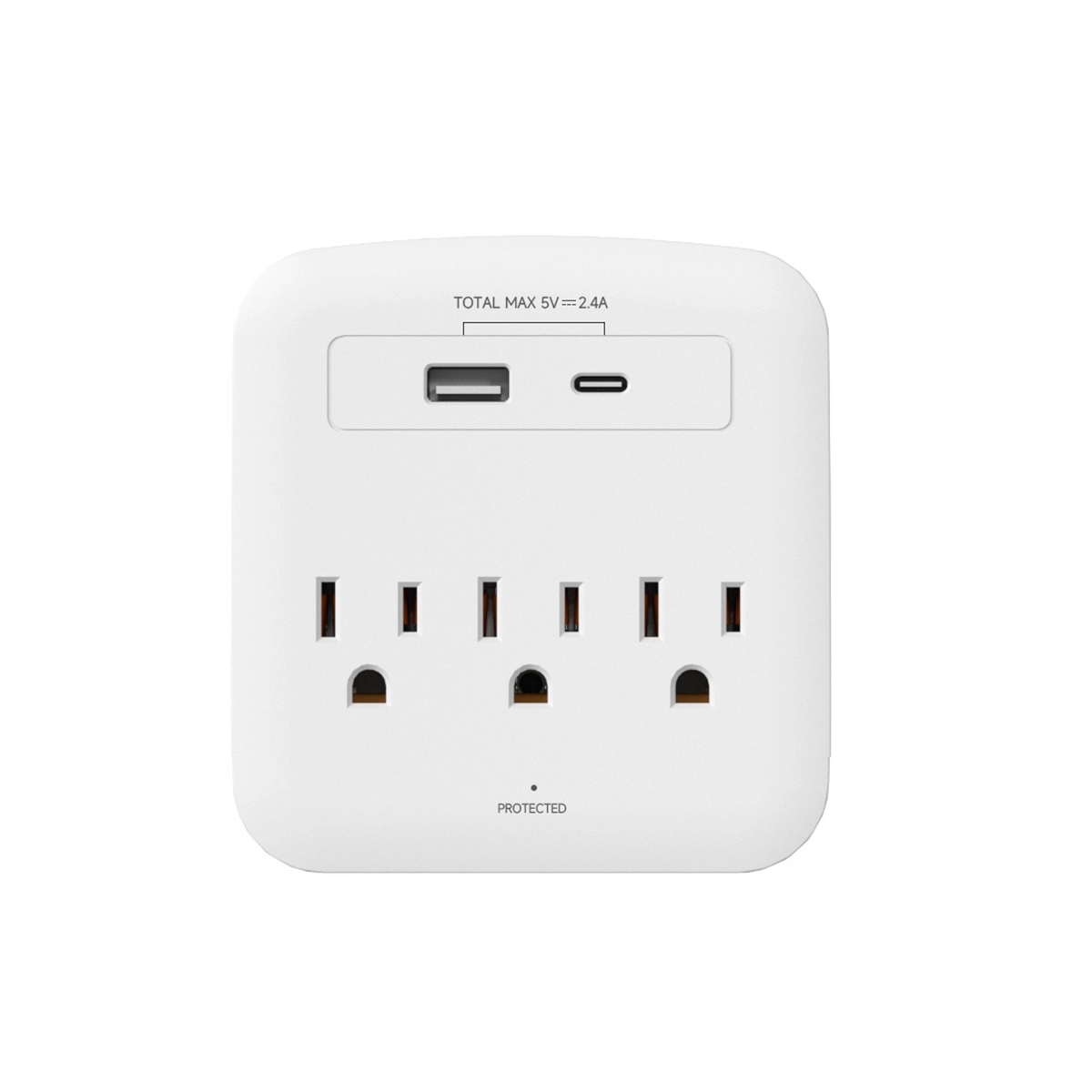 Regleta Cuadrada De 3 Tomas Con Puertos USB Y Tipo C Energizer