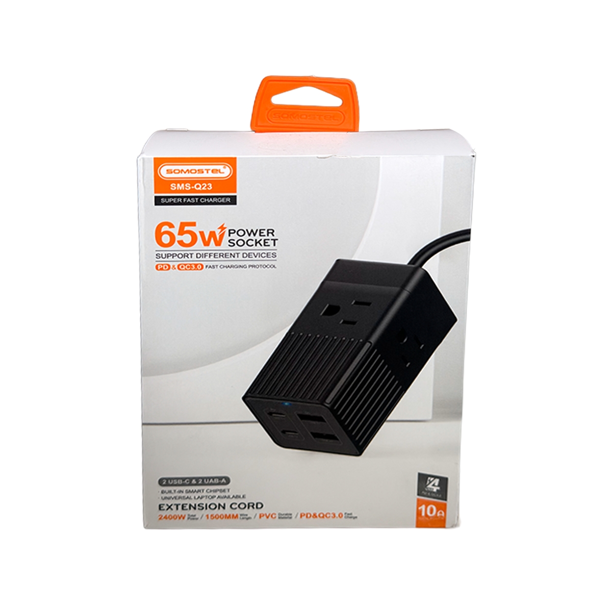 Cargador con Adaptador 4 Puertos 65W Color Negro Somostel - Miniatura 2