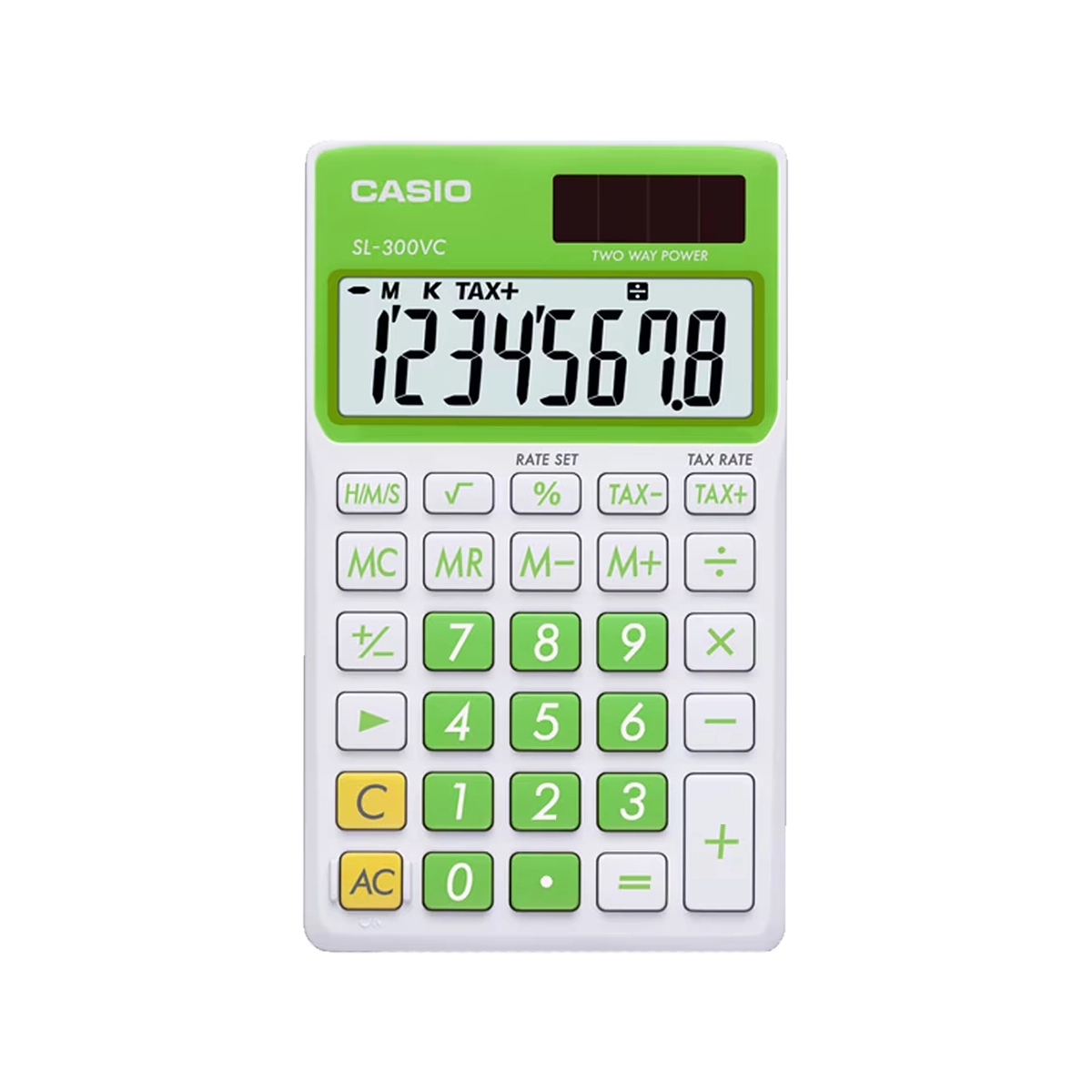 Calculadora Portatil 8 Digitos Energia Solar Y Batería Color Verde Casio