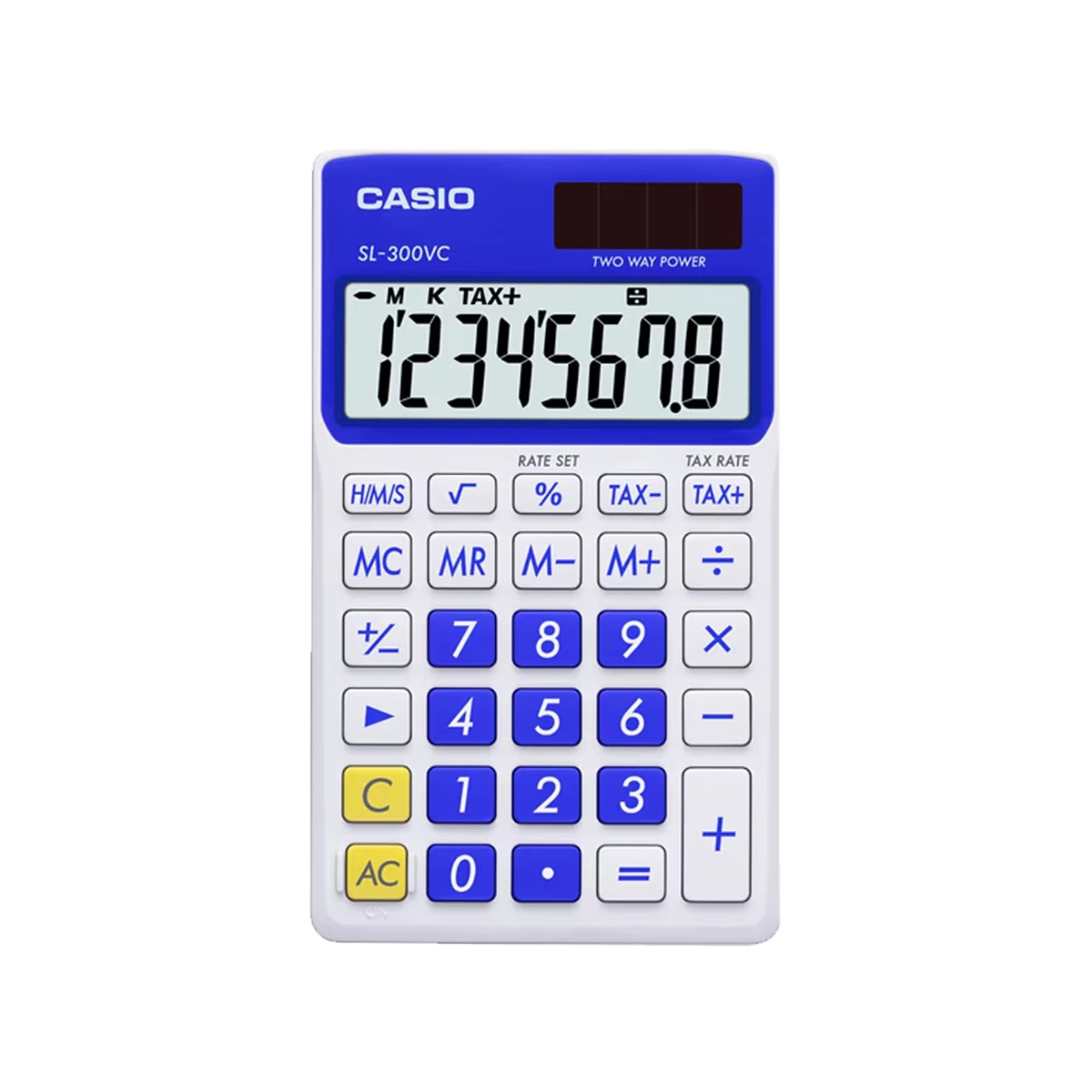 Calculadora Portatil 8 Digitos Energia Solar Y Batería Color Azul Casio