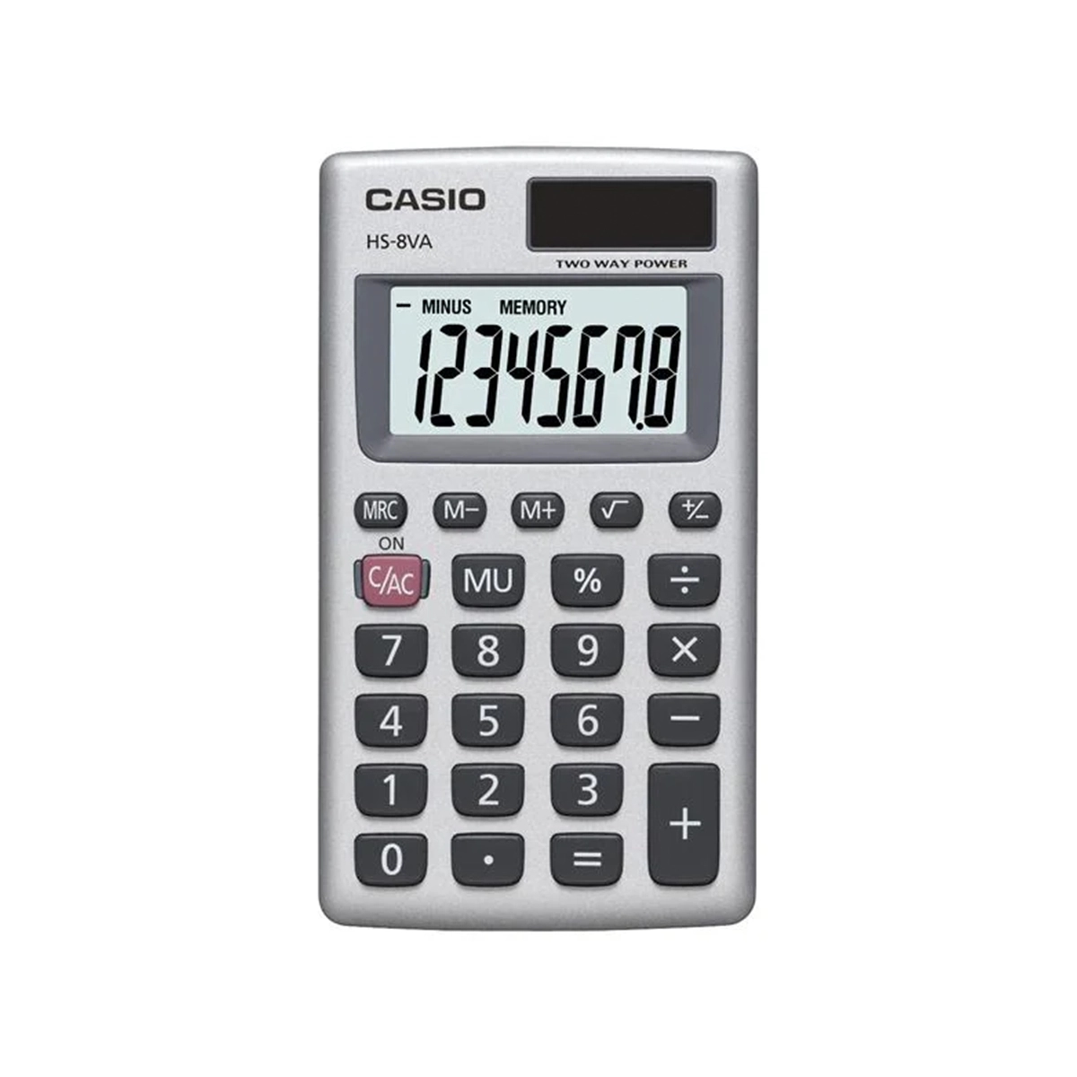 Calculadora Portatil 8 Digitos Energia Solar Y Batería Color Plateado Casio