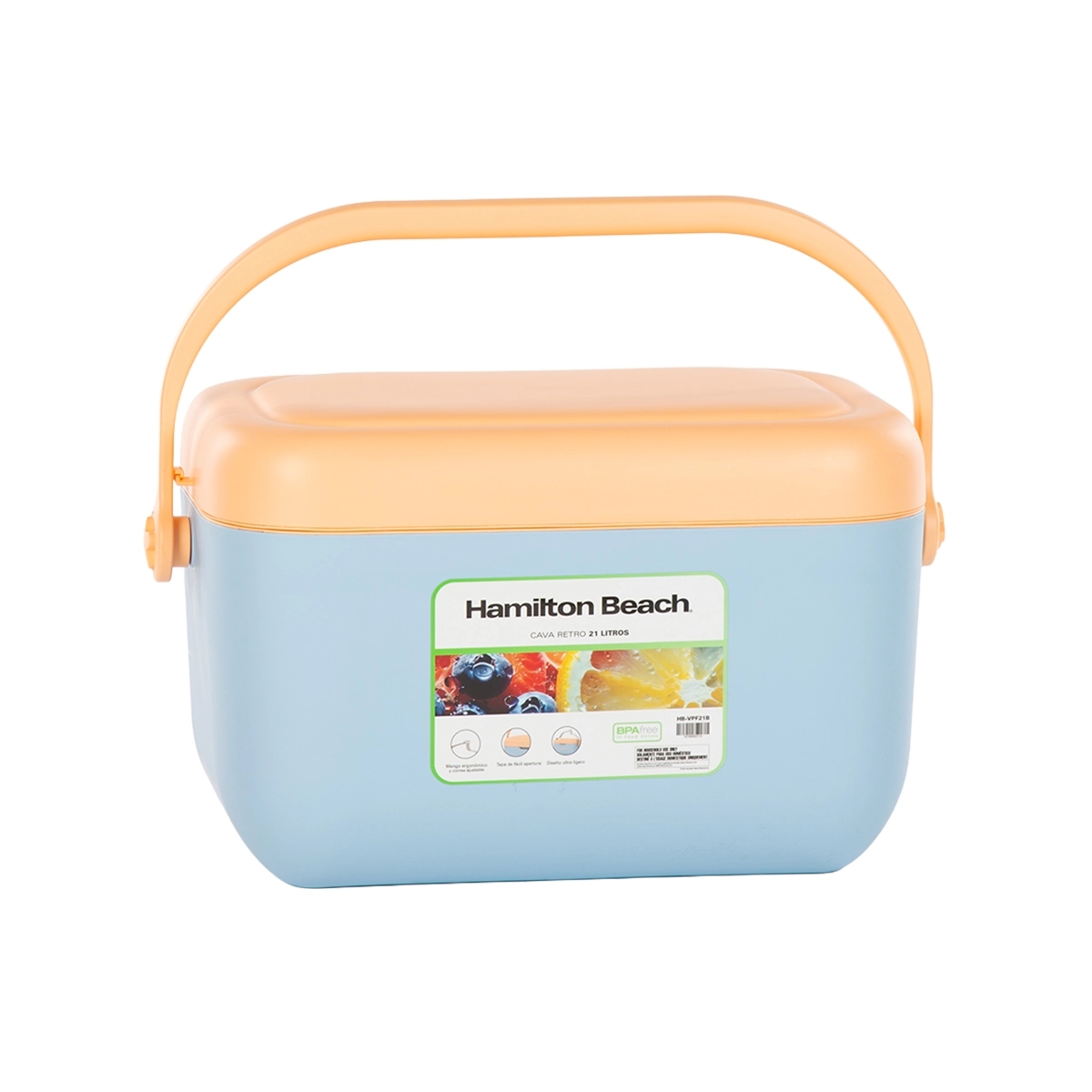 Cava Retro 21 Litros Color Azul y Durazno Hamilton Beach - Miniatura 4