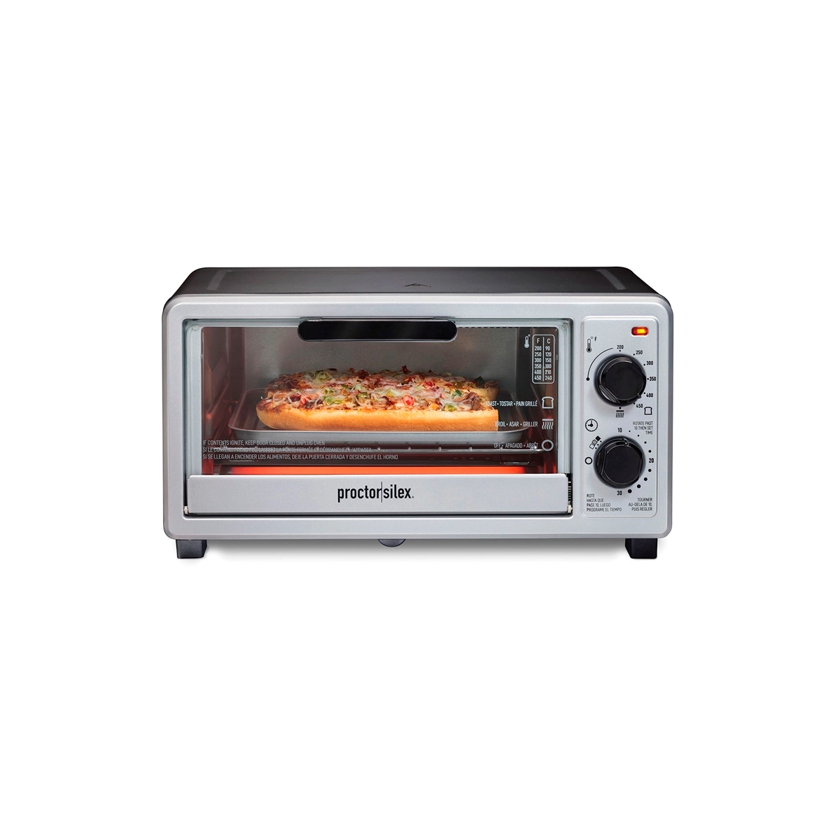 Horno Tostador de Cuatro Rebanadas Acero Inoxidable Color Plata Proctor Silex