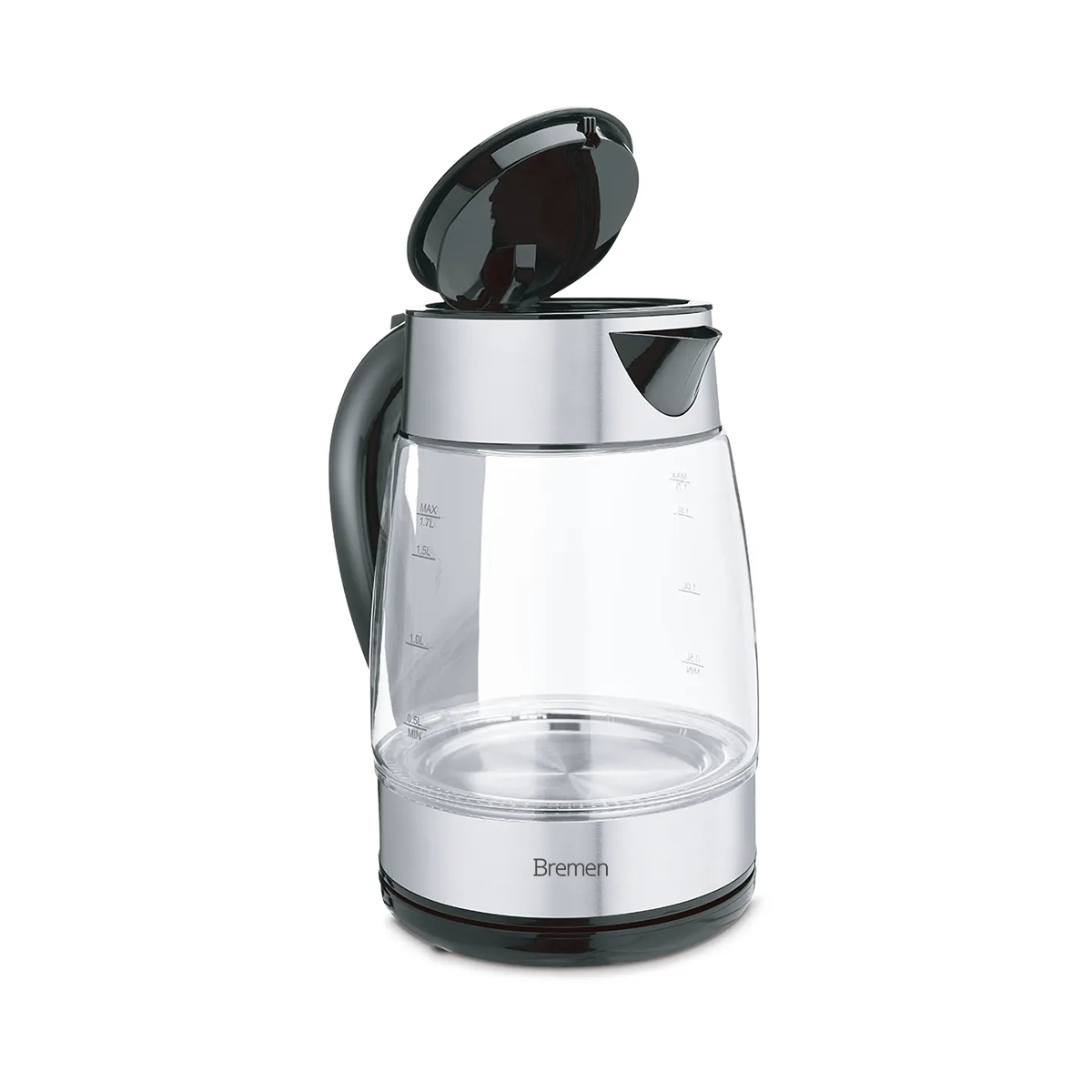 Tetera Eléctrica 1.7 Litros De Borosilicato Y Acero Inoxidable Bremen - Miniatura 3