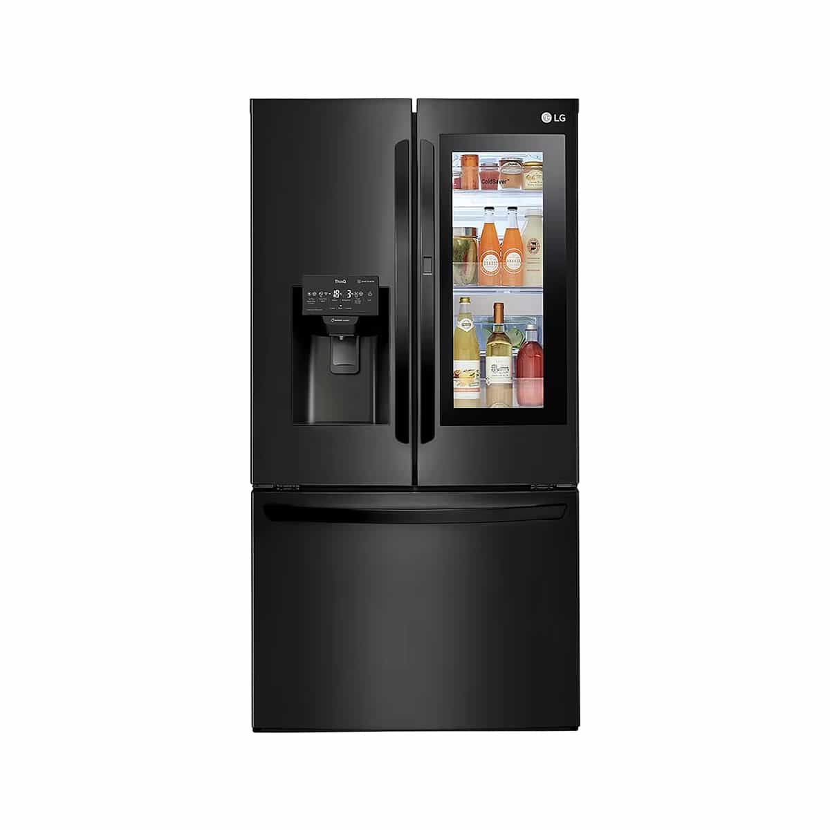 Nevera 3 Puertas Inverter InstaView Con Dispensador 30 Pies color Negro Matte LG