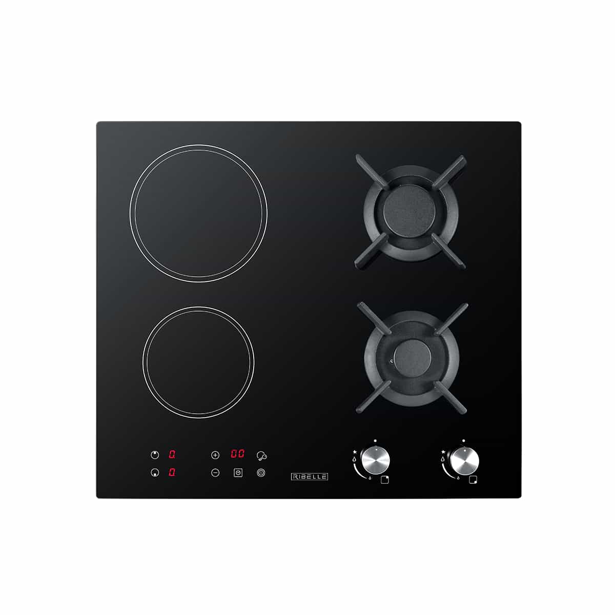 Tope De Cocina Dual Gas Y Eléctrico 4 Hornillas Vidrio Ribelle