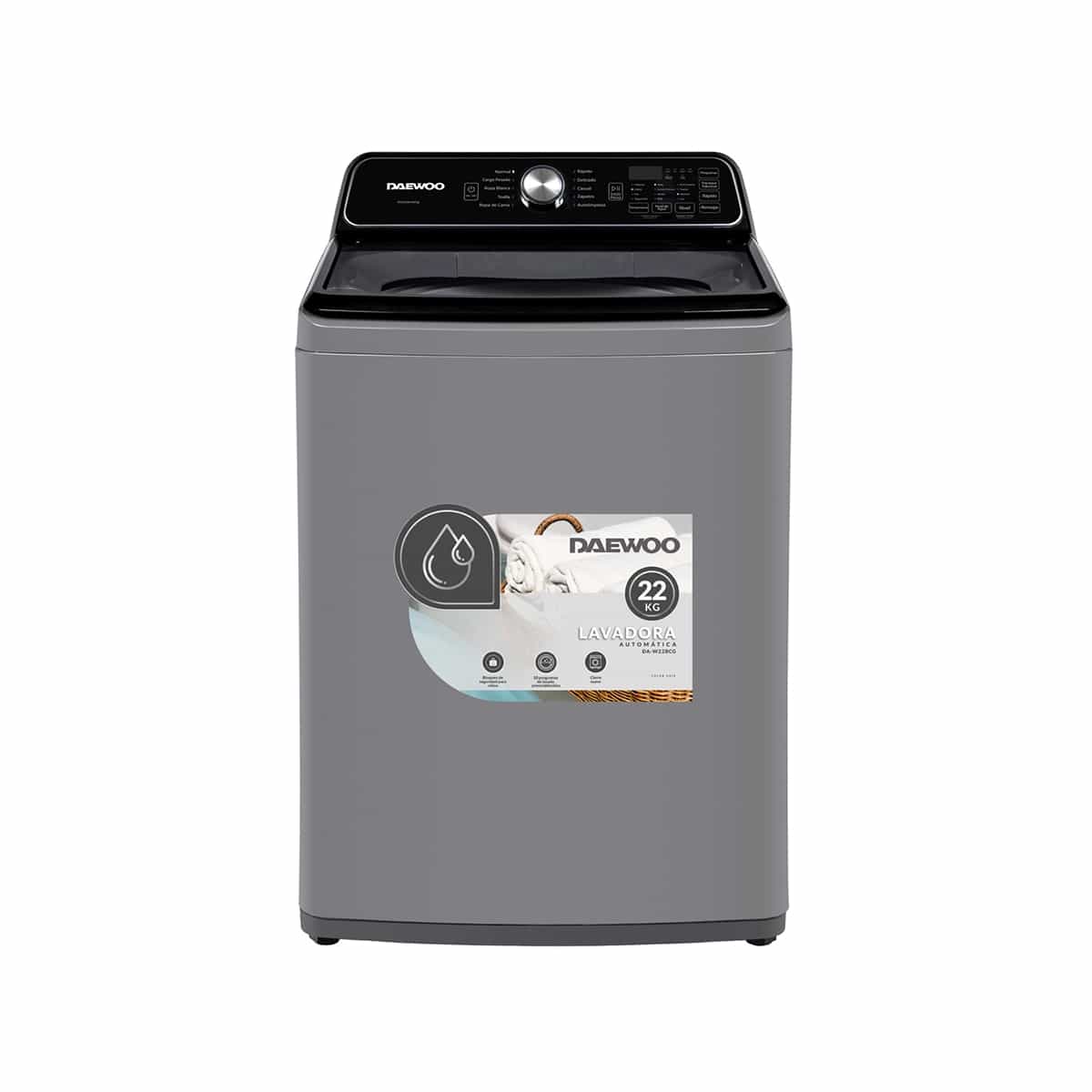 Lavadora Automática De 22kg Color Gris Daewoo