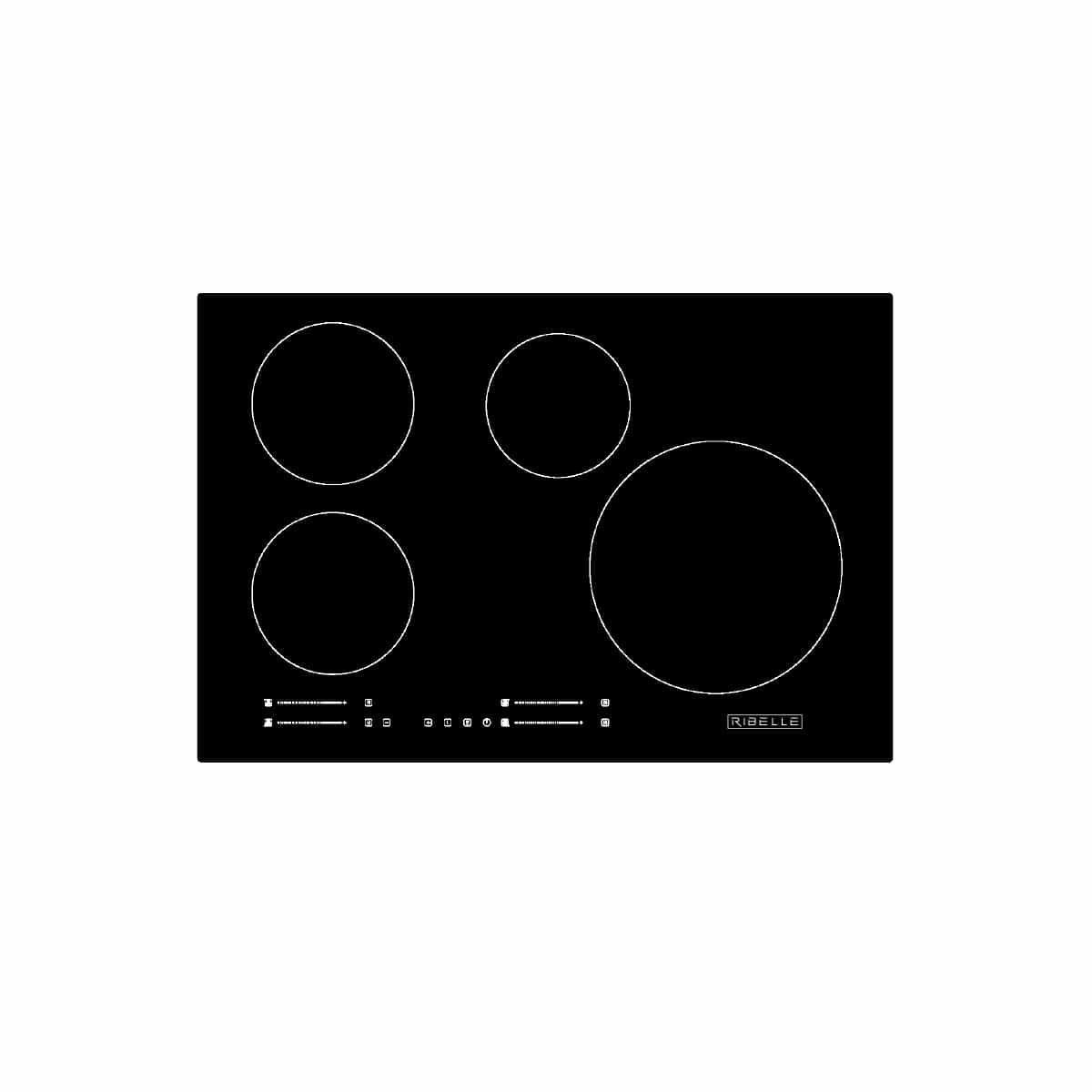 Tope De Cocina Eléctrico De Inducción 76 cm Con 4 Hornillas Ribelle