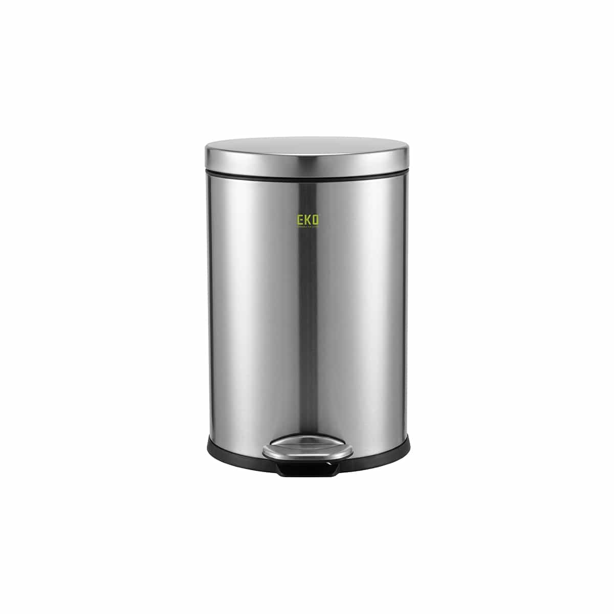 Papelera Redonda De Acero Inoxidable Con Pedal Y Base Antiresbalante Luna 8 Litros Eko