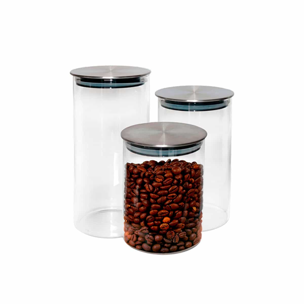 Envases Cilíndricos De Vidrio Con Tapa  Acero Inoxidable 3 Piezas Hamilton Beach