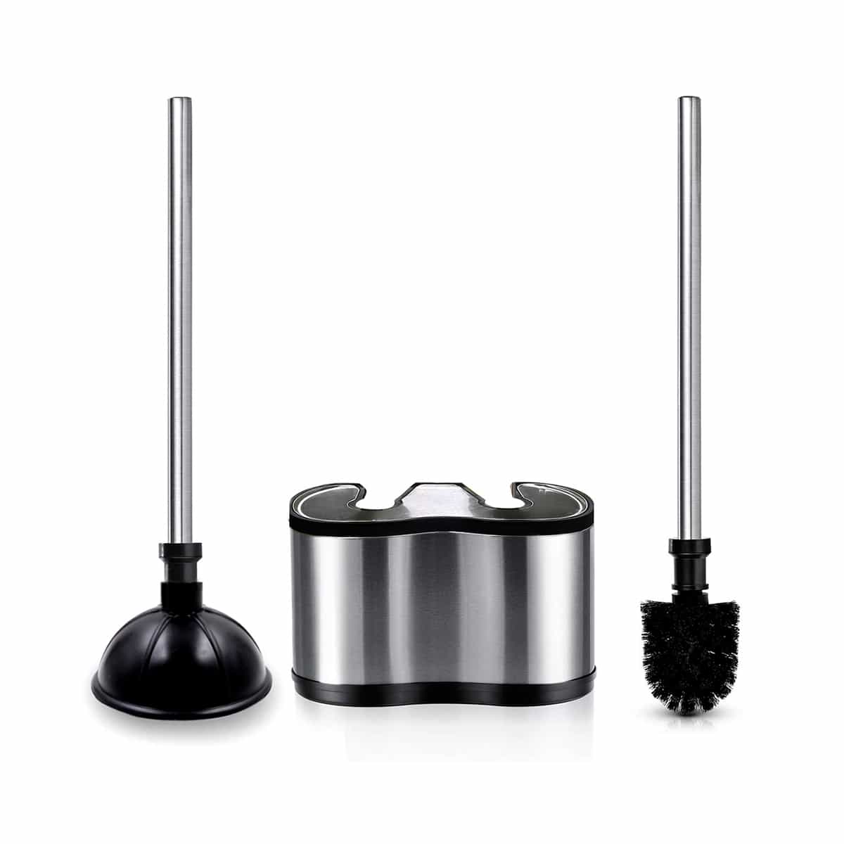 Set De Limpieza Para Baño Con Depósito Acero Inoxidable Basic Home