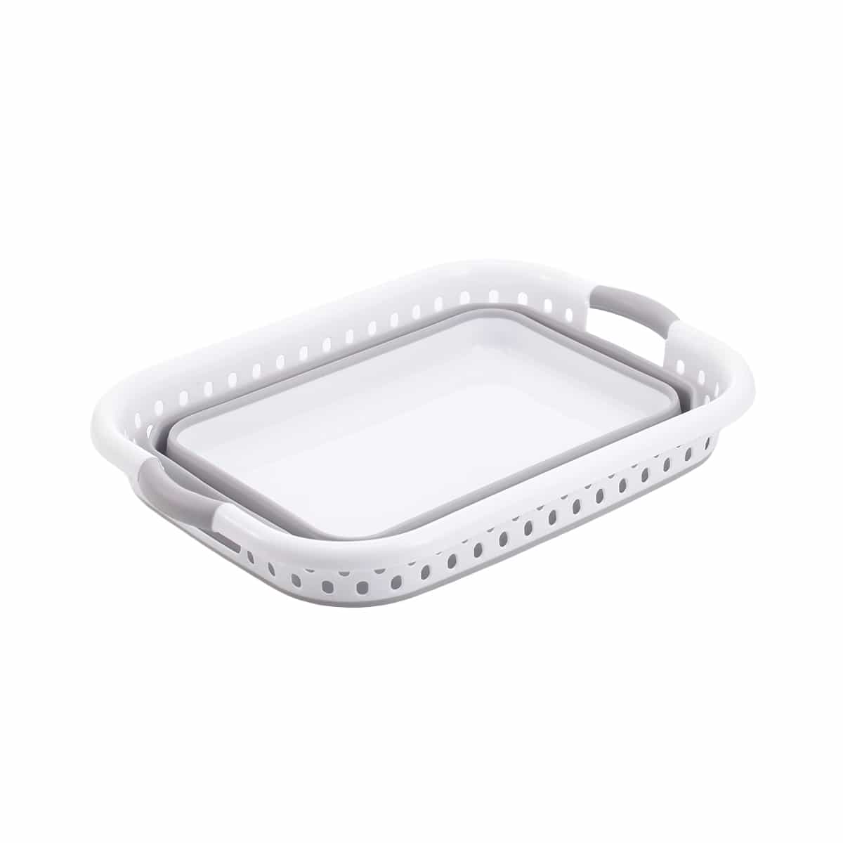 Cesta Plegable Multiuso Color Gris y Blanco Basic Home