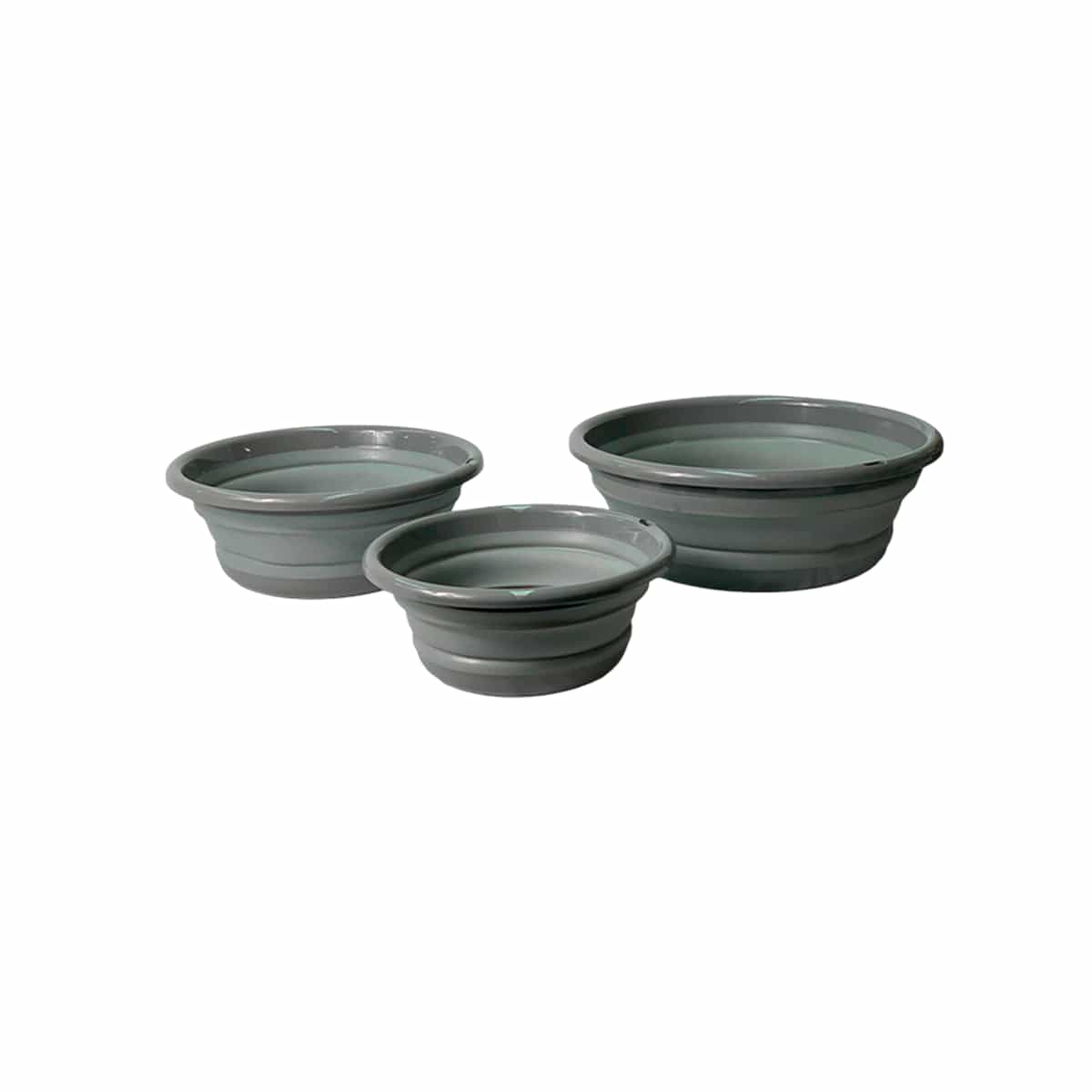 Set De Cestas Plegables 3 Piezas Redondas Color Gris Basic Home