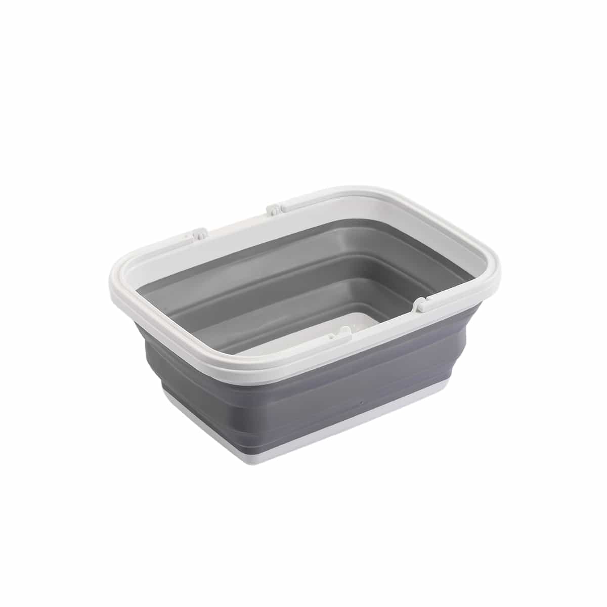 Canasta Plegable Multiuso Color Gris y Blanco Basic Home