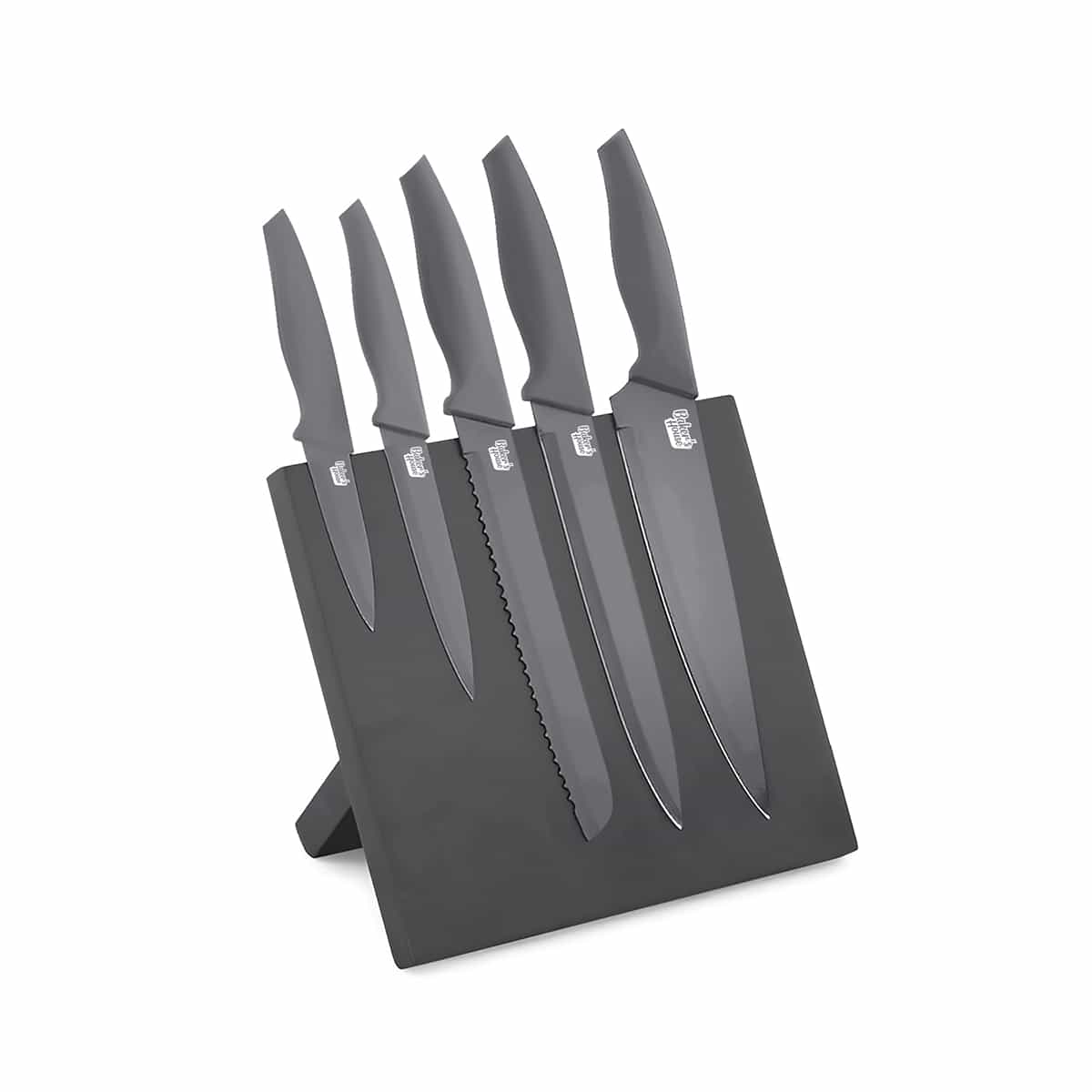 Set de Cuchillos de 6 Piezas Color Gris con Base Magnética Baker House