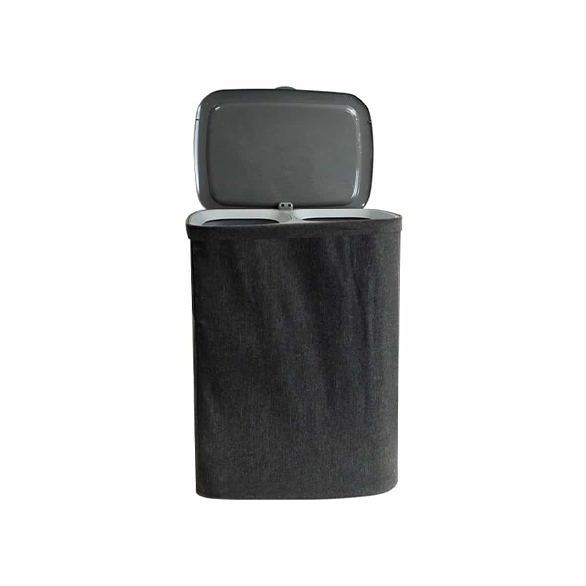 Cesta Doble Compartimiento 50 Litros Color Gris Basic Home