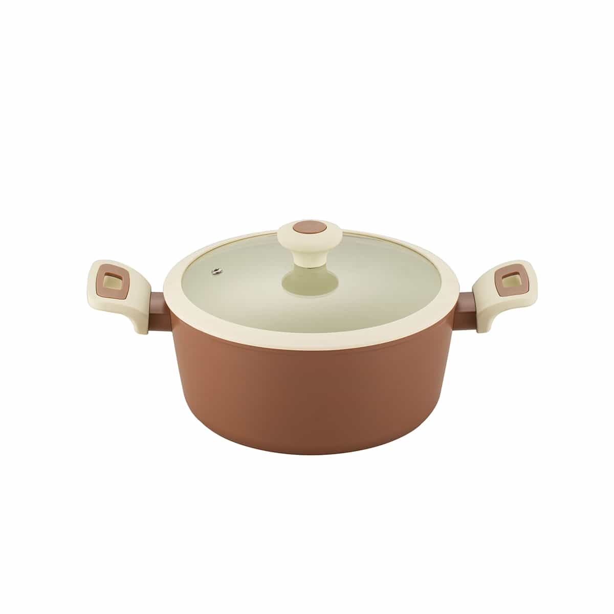 Olla Cerámica 24cm Con Tapa color Marrón Bremen